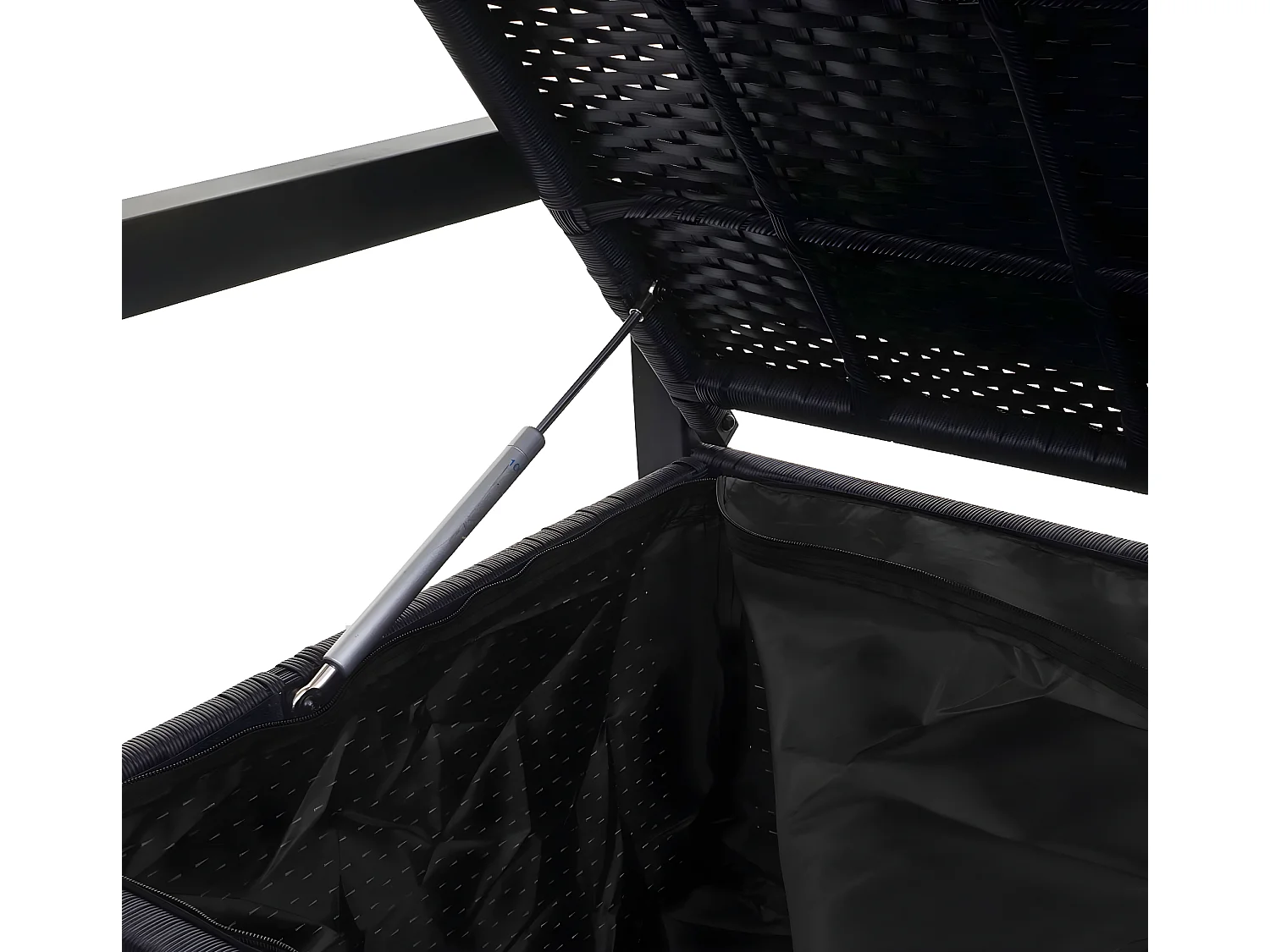 Ławka 3-osobowa z polirattanu MCW-F39,  antracyt, poduszki kremowe