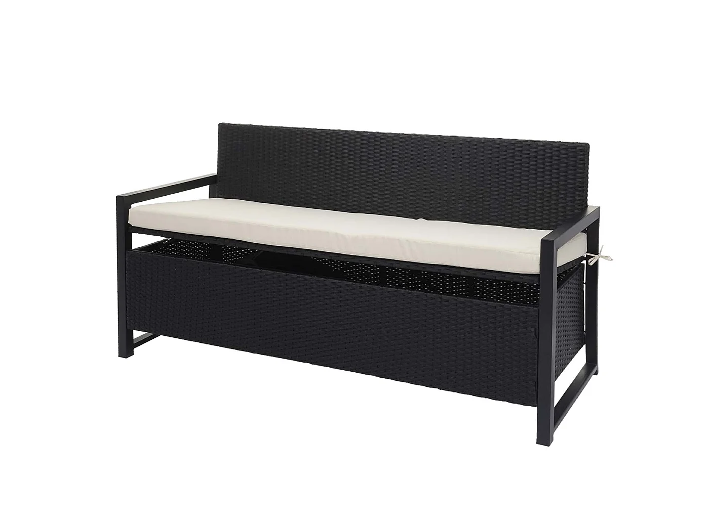 Poly-Rattan 3er Sitzbank MCW-F39, Anthrazit, Kissen creme