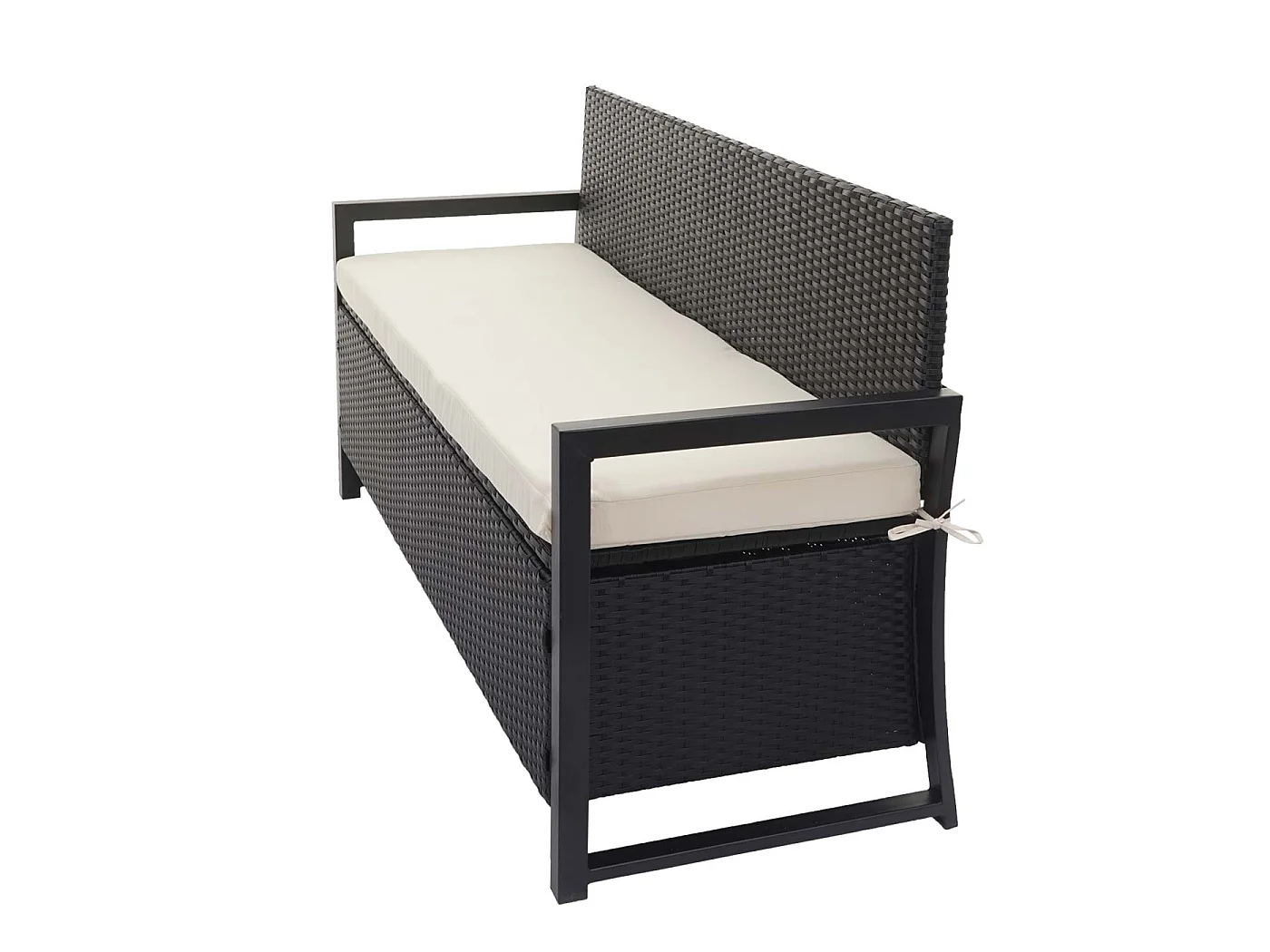 Poly-Rattan 3er Sitzbank MCW-F39, Anthrazit, Kissen creme