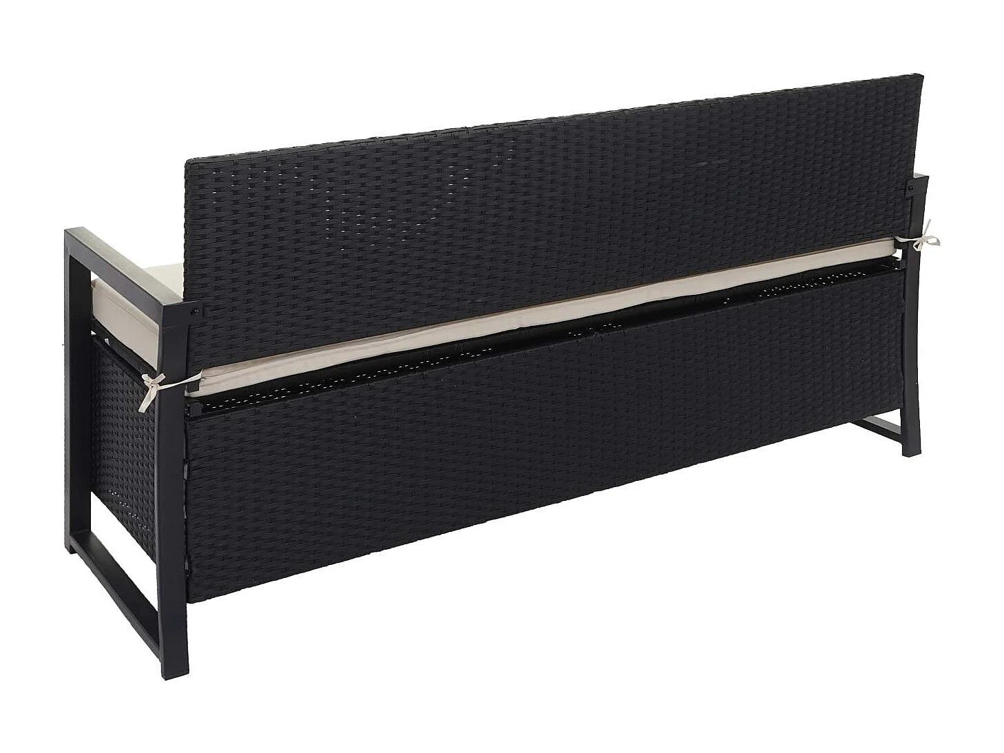 Poly-Rattan 3er Sitzbank MCW-F39, Anthrazit, Kissen creme