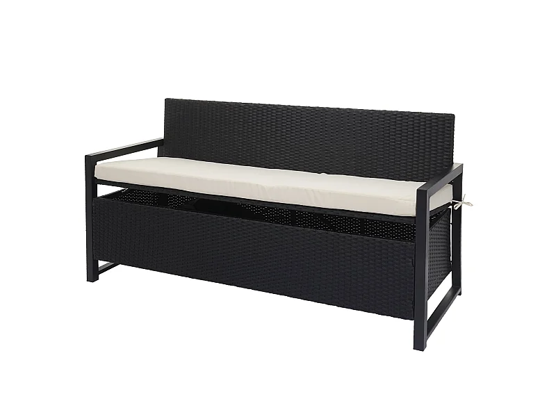 Poly-Rattan Banc 3 places MCW-F39,  anthracite, coussin crème