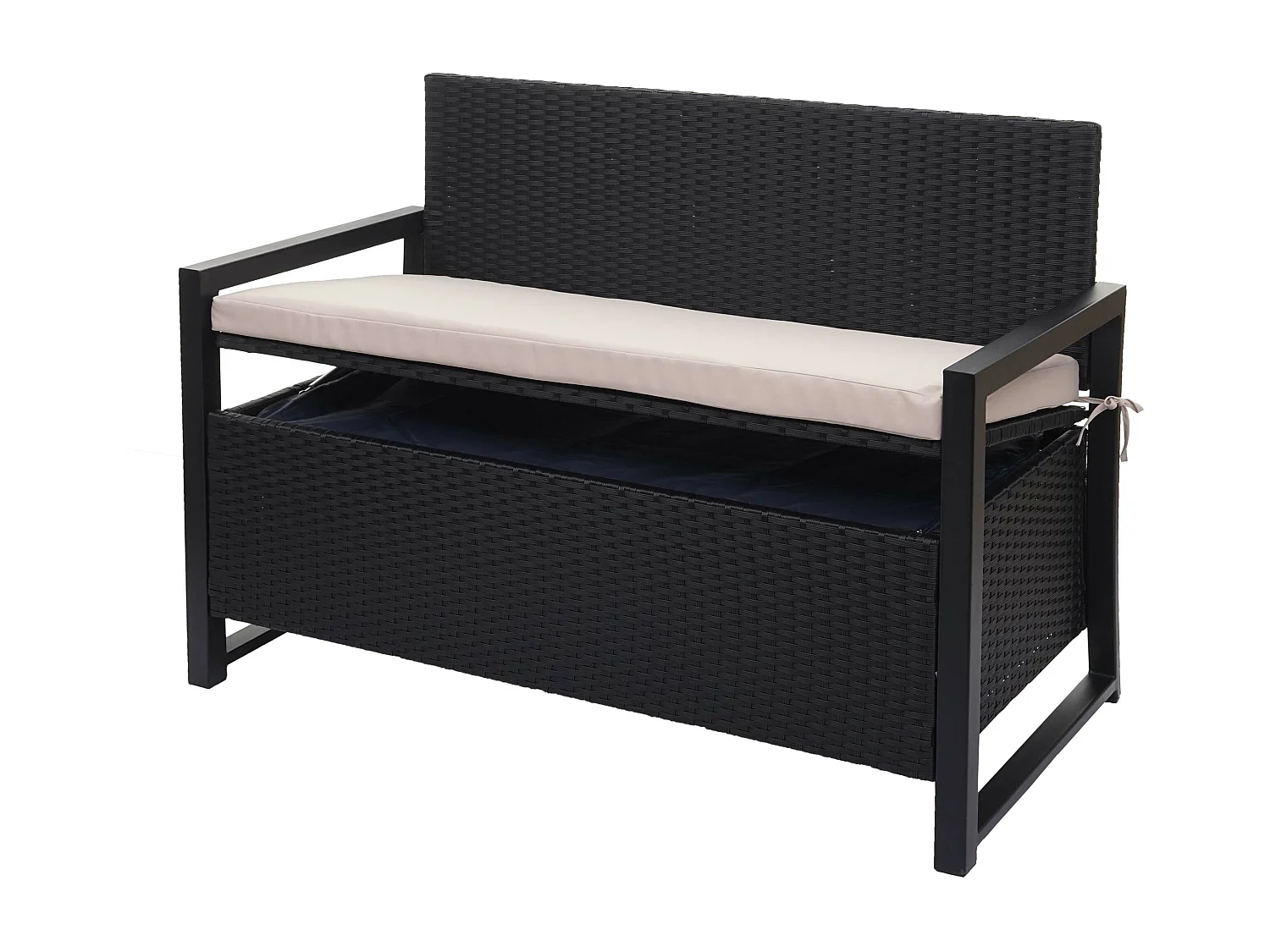 Poly-Rattan Banc 2 places MCW-F39,  anthracite, coussins beige