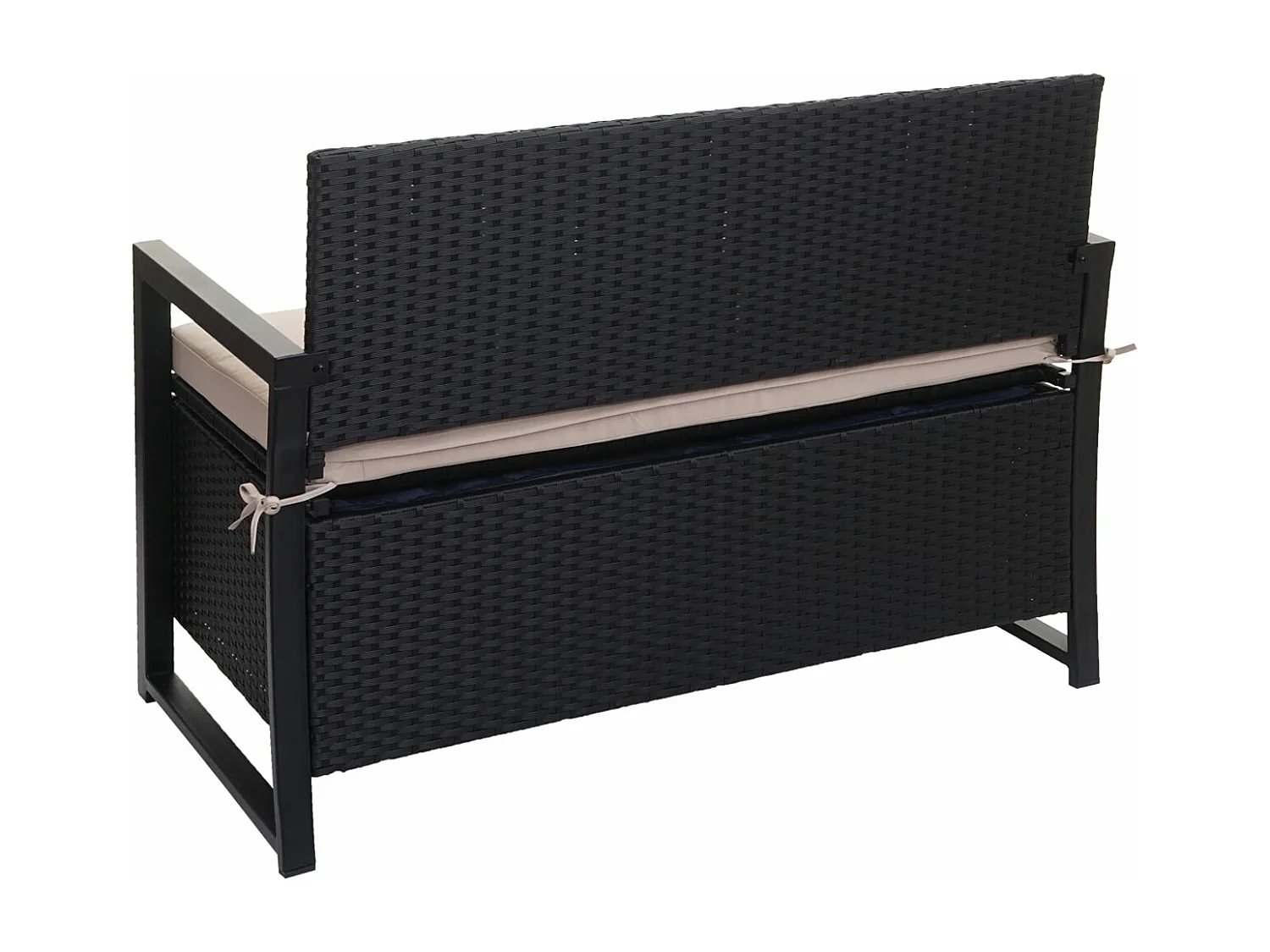 Poly-Rattan Banc 2 places MCW-F39,  anthracite, coussins beige