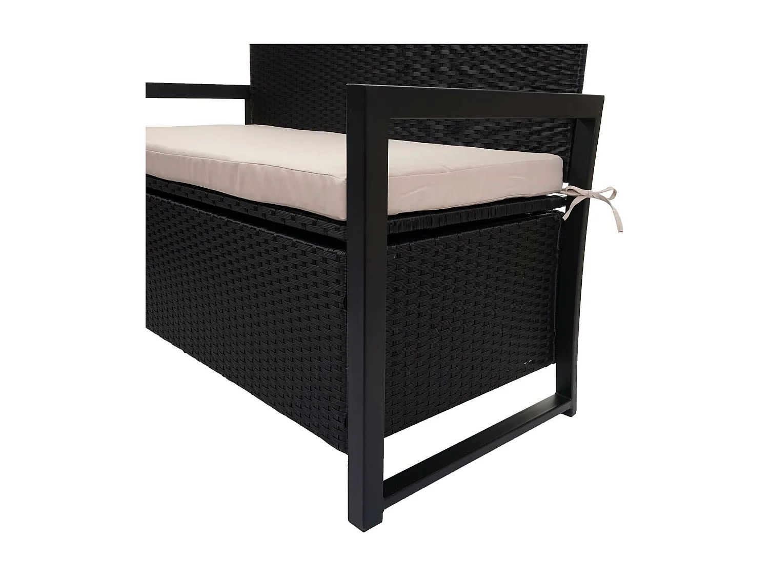 Poly-Rattan Banc 2 places MCW-F39,  anthracite, coussins beige