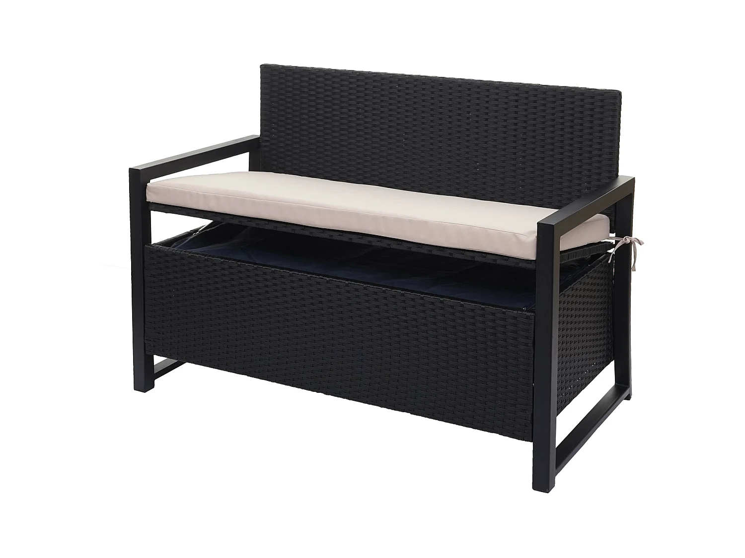 Poly-Rattan Banc 2 places MCW-F39,  anthracite, coussins beige