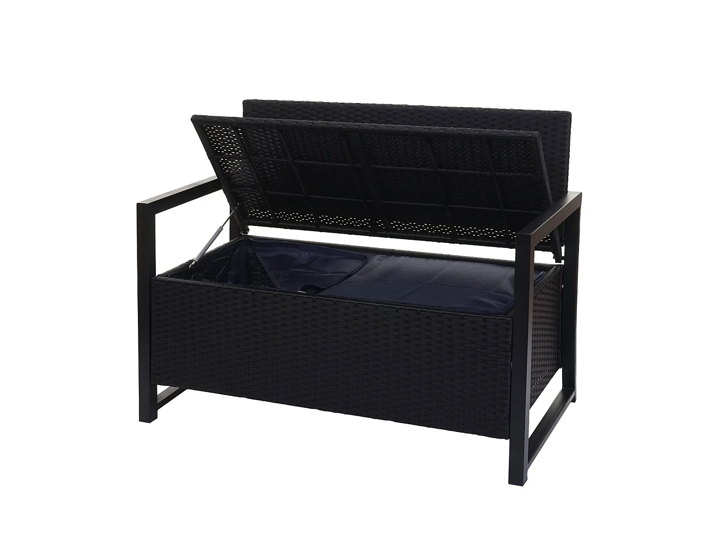 Ławka 2-osobowa z polirattanu MCW-F39,  antracyt, poduszki beżowe