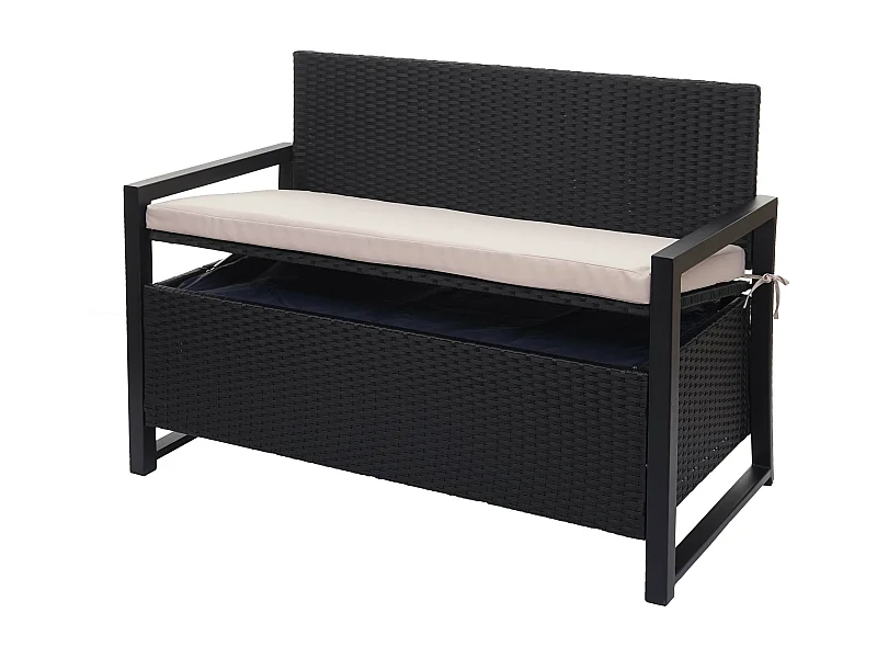 Poly-Rattan Banc 2 places MCW-F39,  anthracite, coussins beige