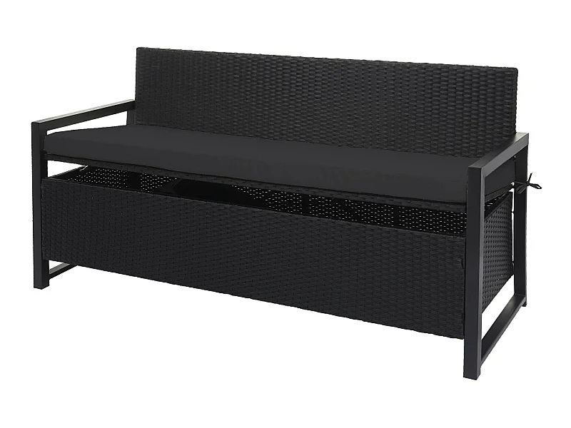 Poly-rattan 3-zitsbank MCW-F39,  antraciet, kussens zwart