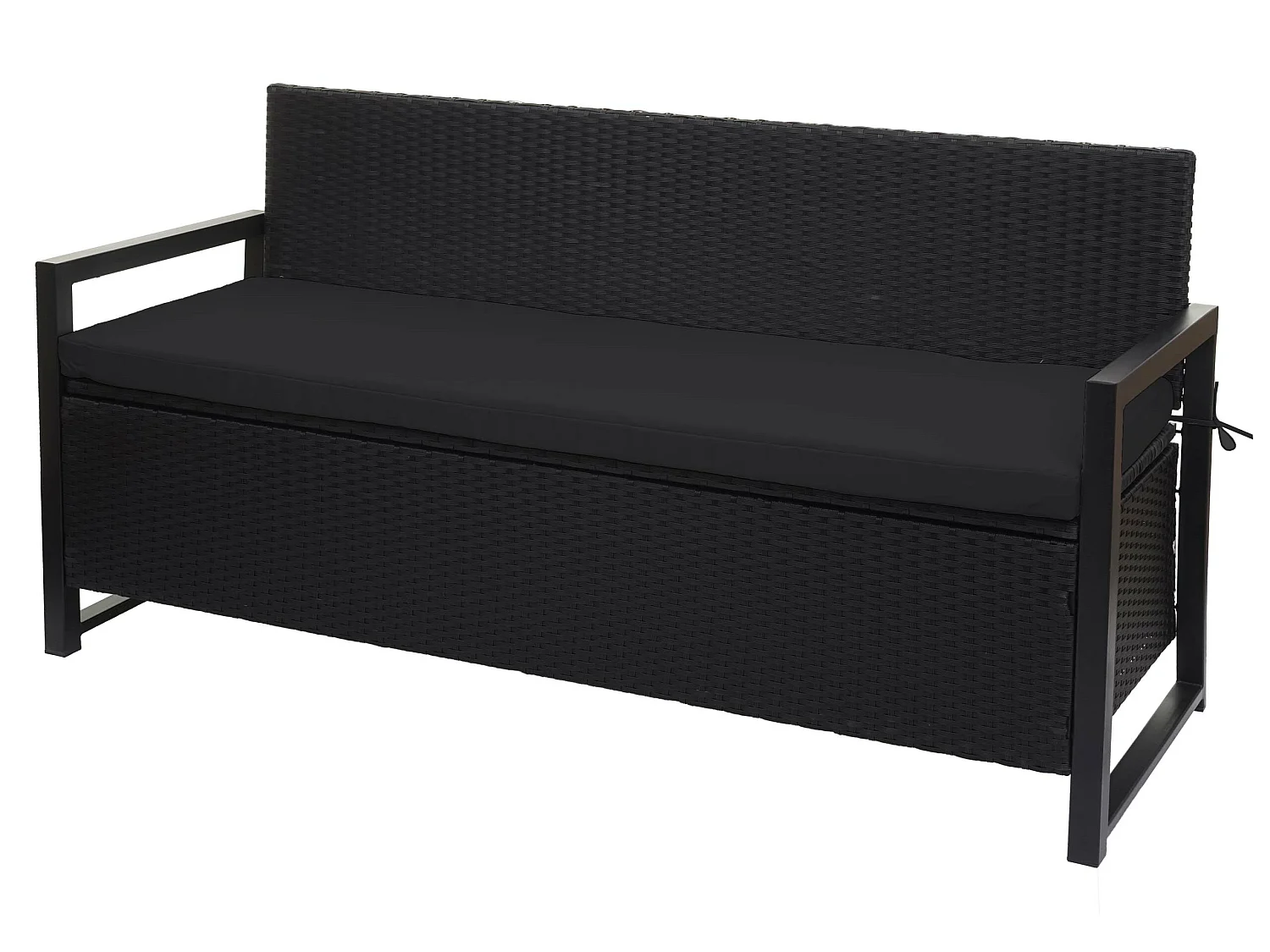 Ławka 3-osobowa z polirattanu MCW-F39,  antracyt, poduszki czarne