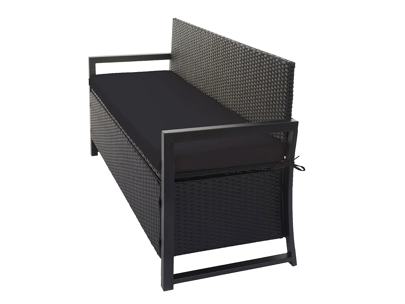 Ławka 3-osobowa z polirattanu MCW-F39,  antracyt, poduszki czarne