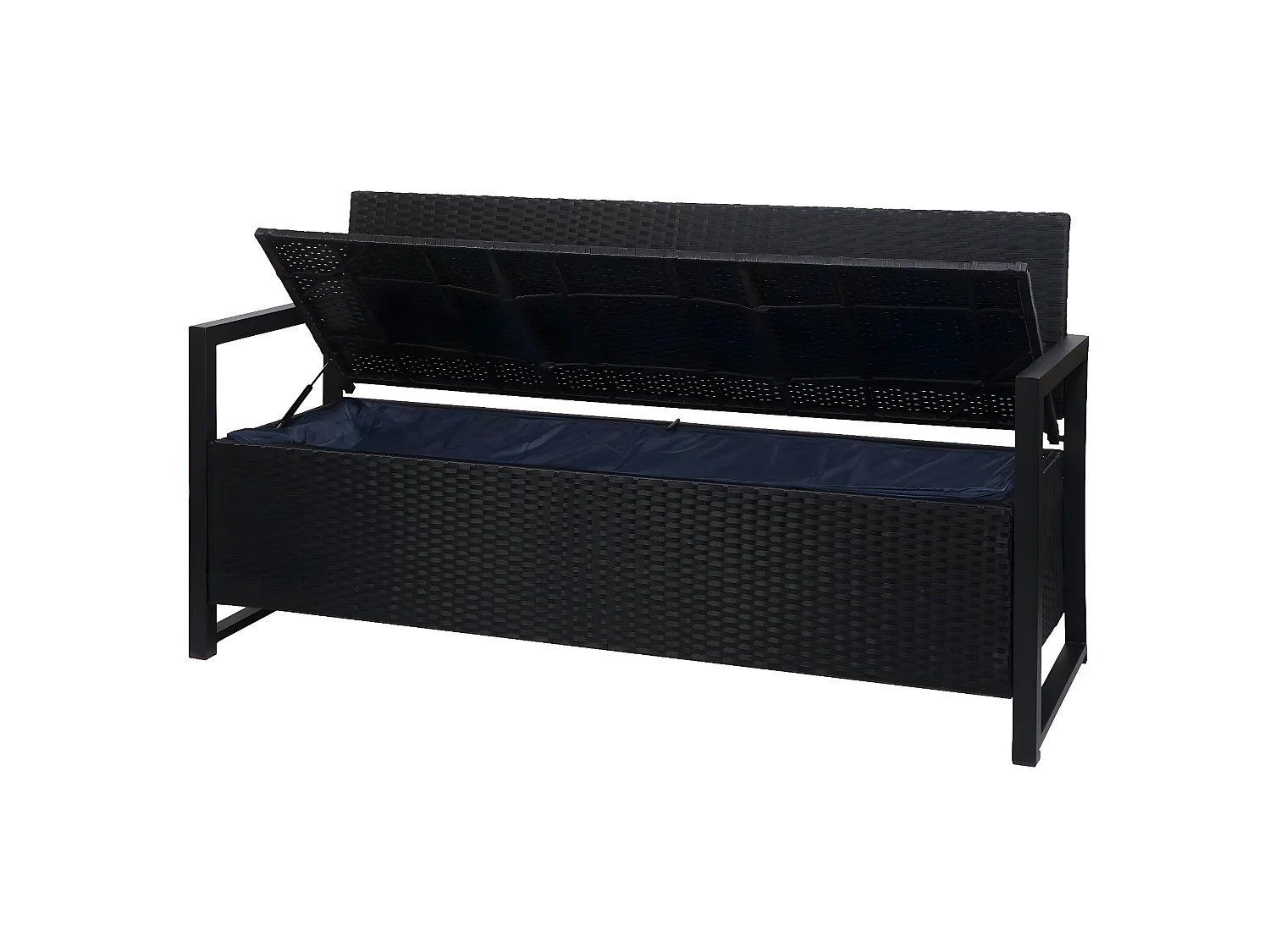 Ławka 3-osobowa z polirattanu MCW-F39,  antracyt, poduszki czarne