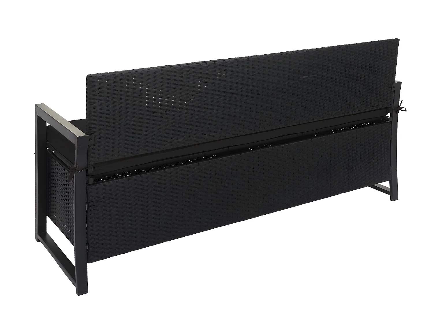 Ławka 3-osobowa z polirattanu MCW-F39,  antracyt, poduszki czarne