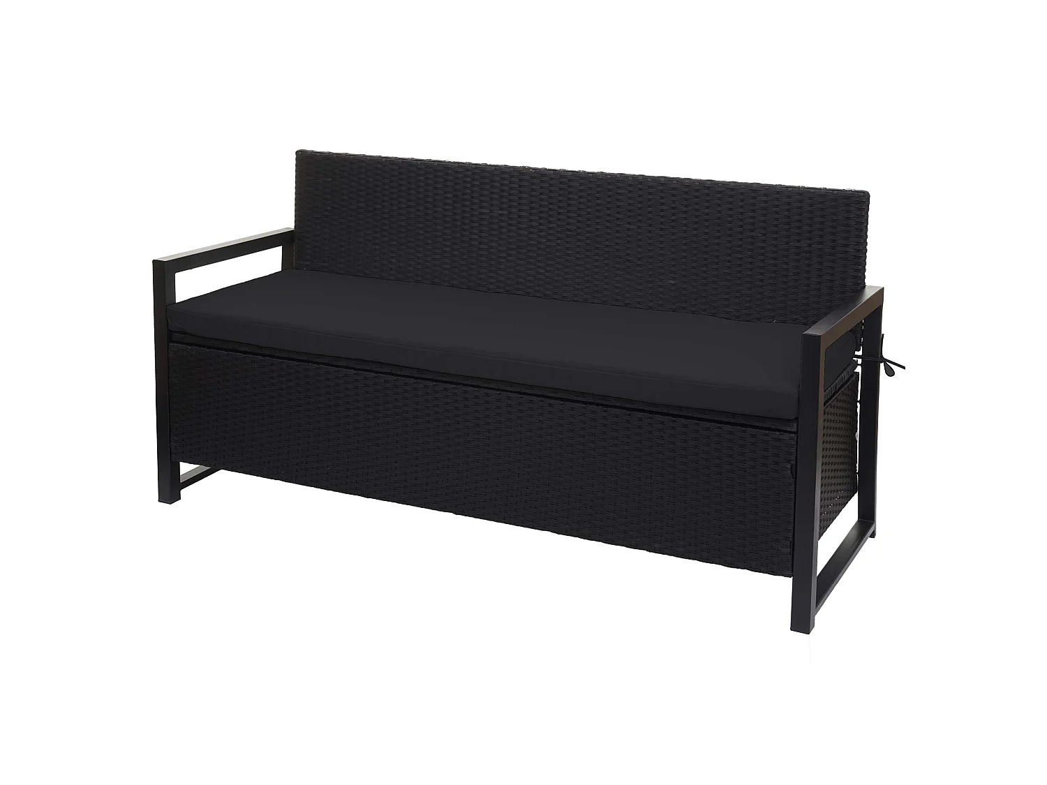 Ławka 3-osobowa z polirattanu MCW-F39,  antracyt, poduszki czarne