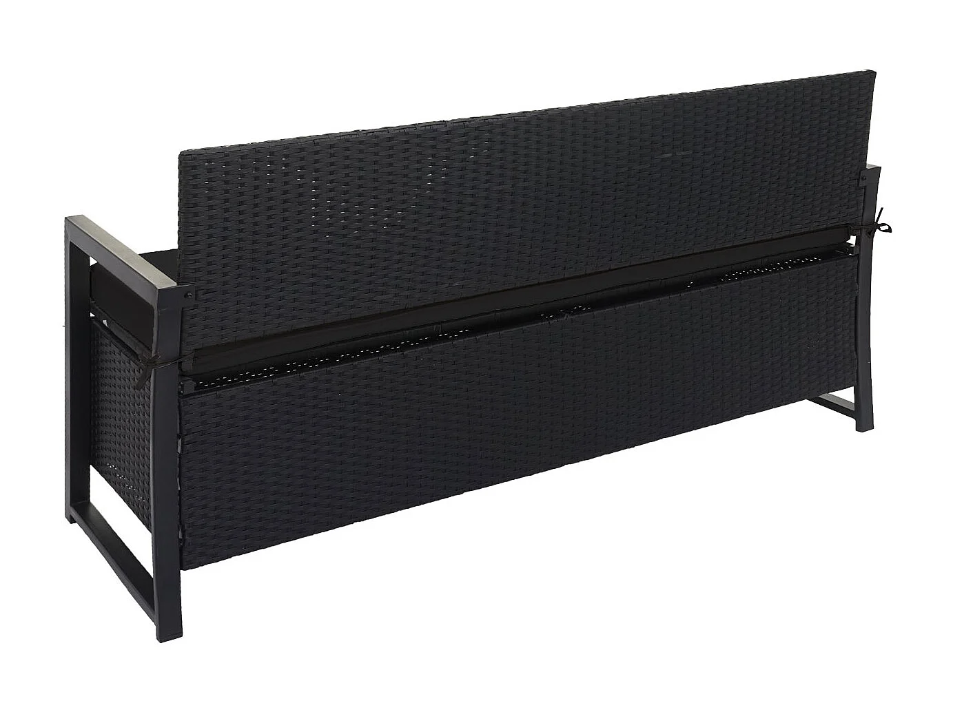 Ławka 3-osobowa z polirattanu MCW-F39,  antracyt, poduszki czarne