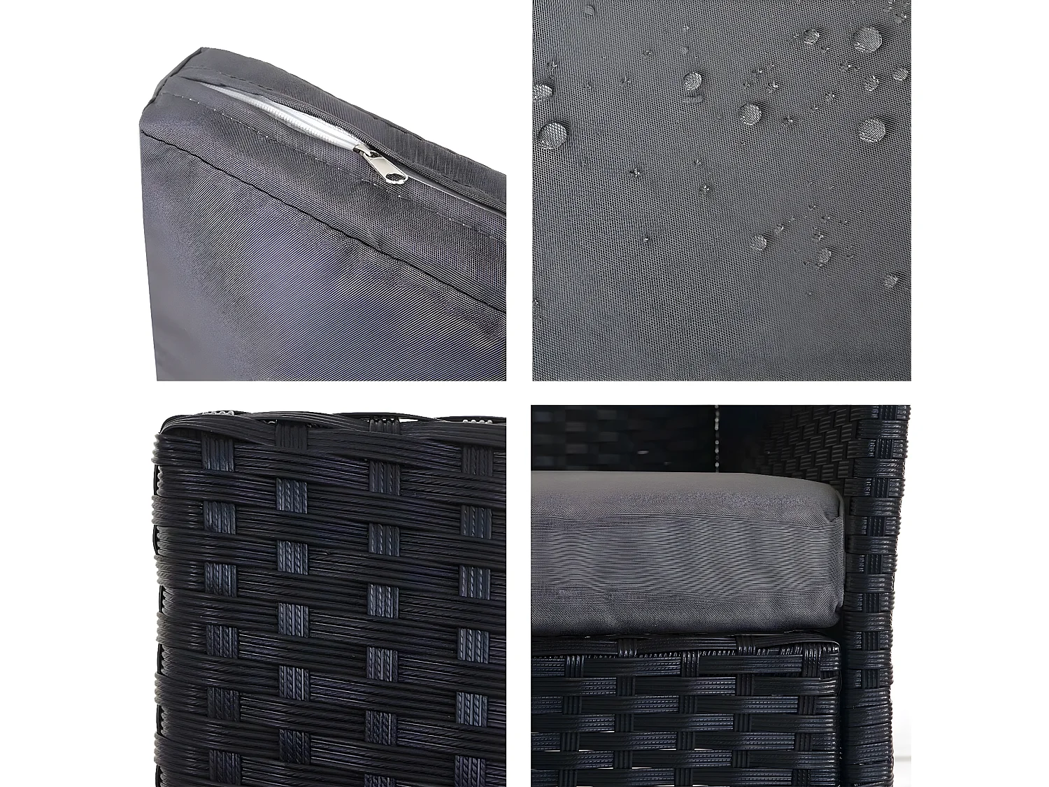 Banc de jardin en poly rotin Hamar,  anthracite, coussin anthracite