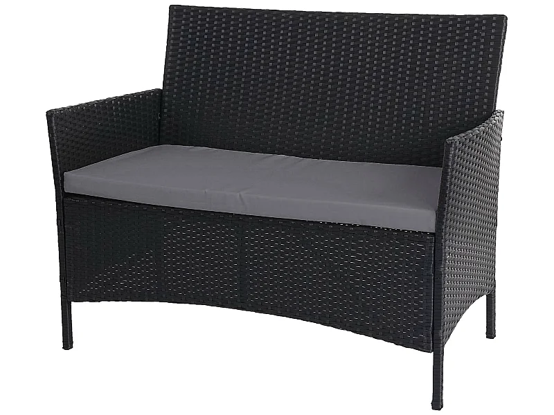 Banc de jardin en poly rotin Hamar,  anthracite, coussin anthracite