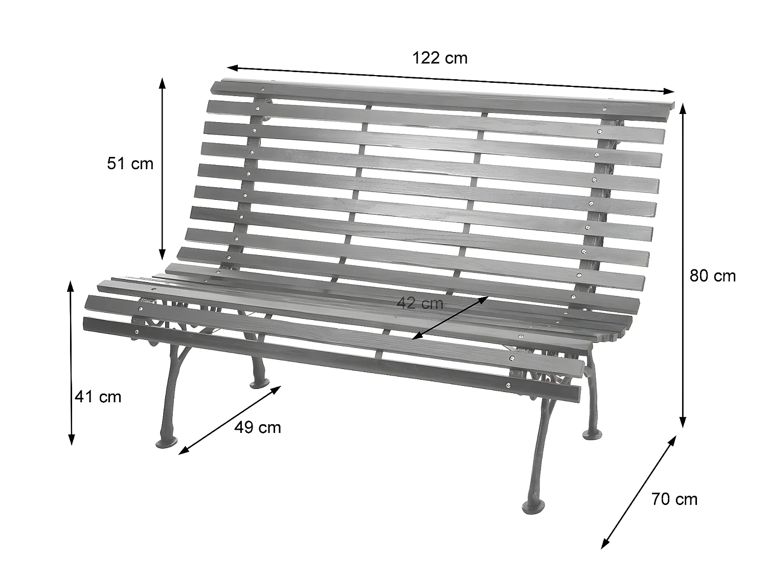 Banc de jardin MCW-F97 2 places,  2 places, 122cm, 24kg, marron