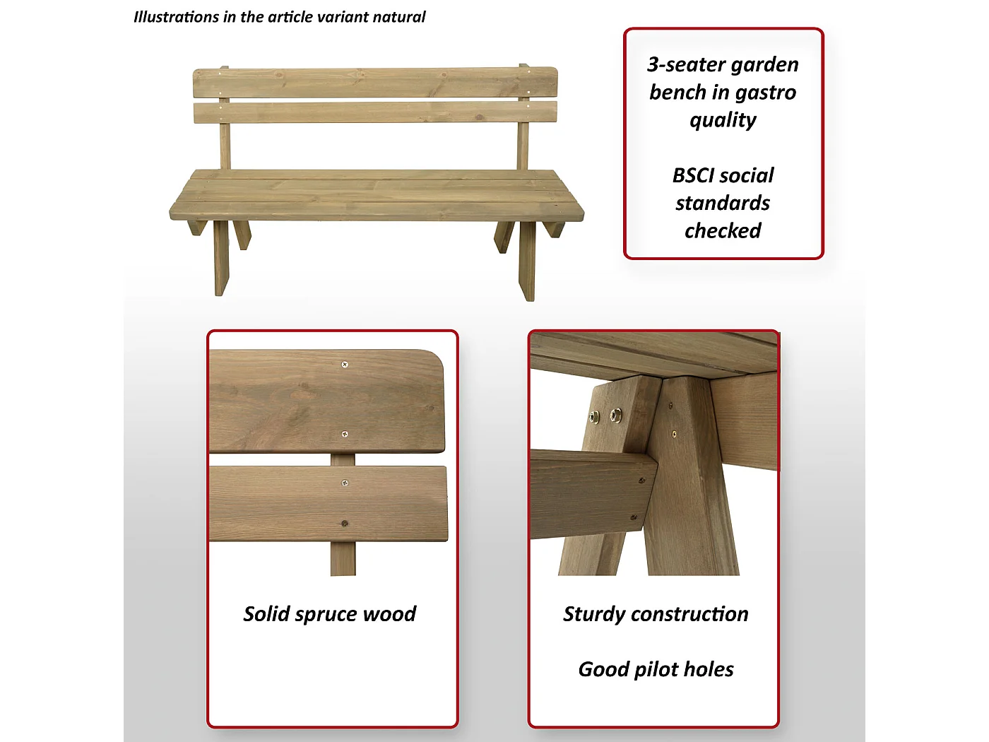 Banco de jardim MCW-L66,  natural