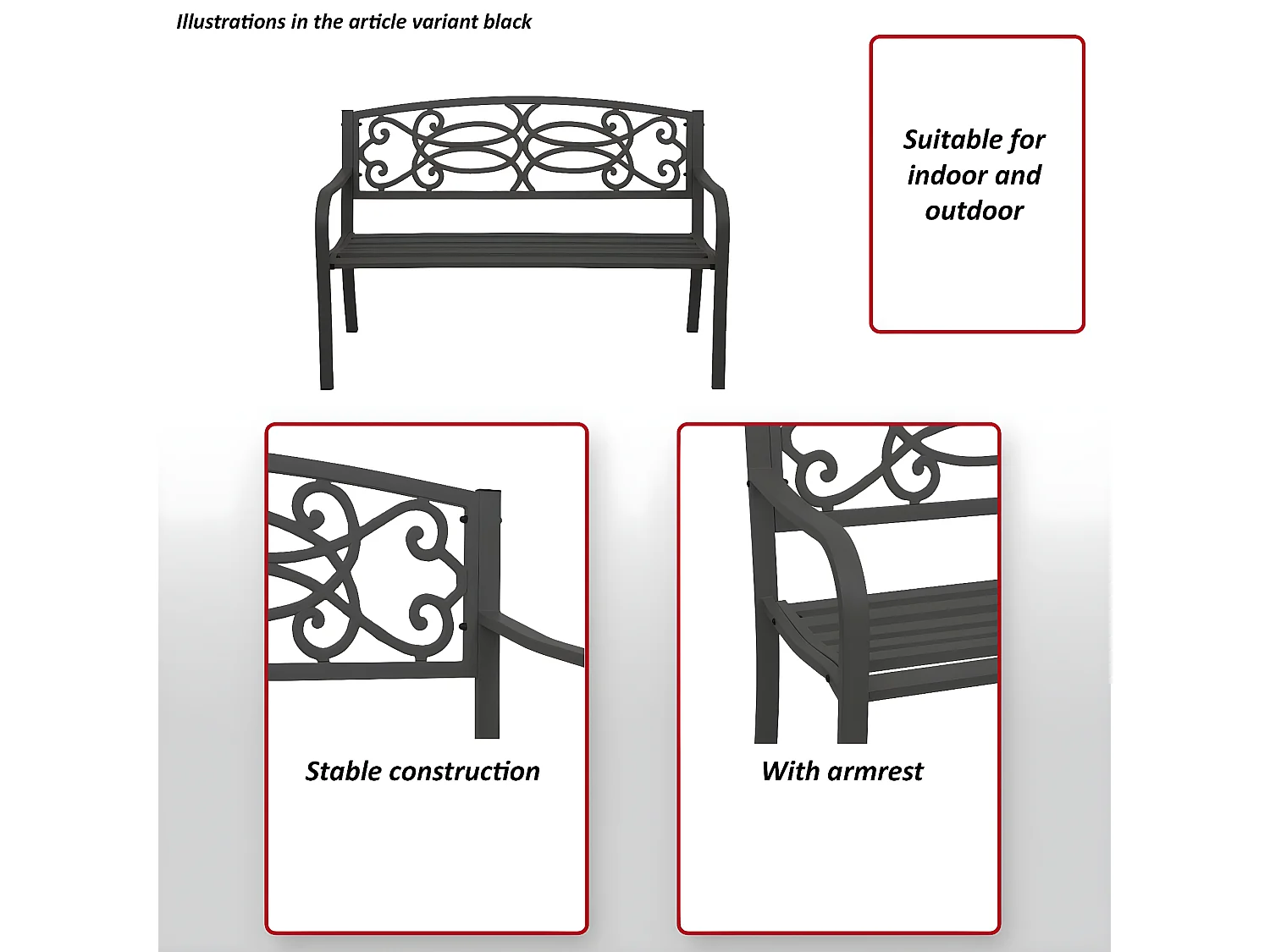 Banc de jardin MCW-F44,  gris