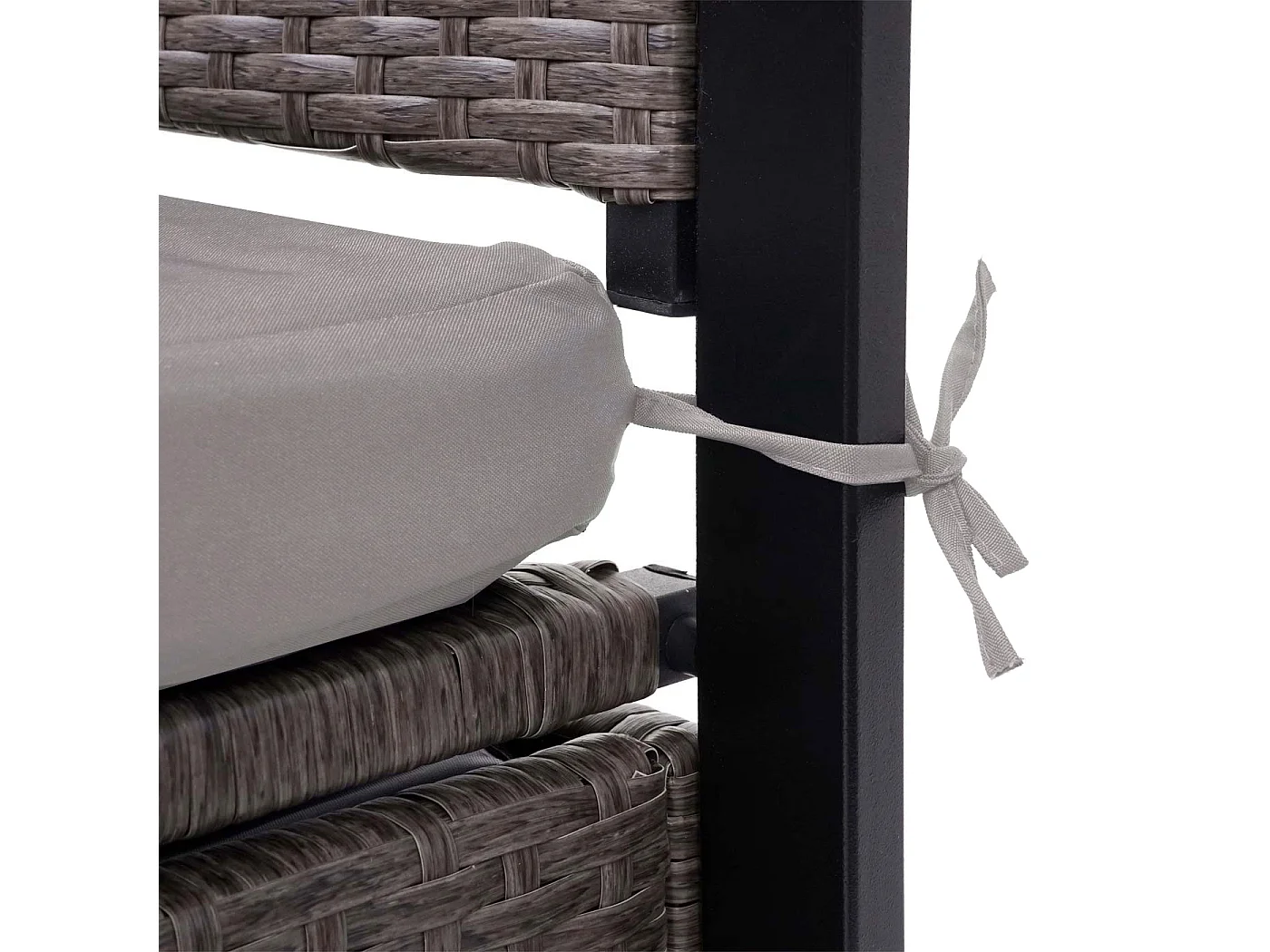 Poly-Rattan Banc 3 places MCW-F39,  gris chiné, coussin beige