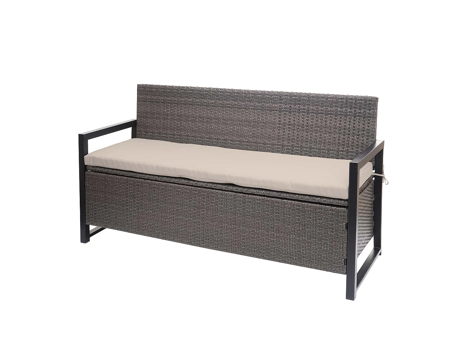 Polyrotan 3-zitsbank MCW-F39,  grijs-gemêleerd, kussens beige