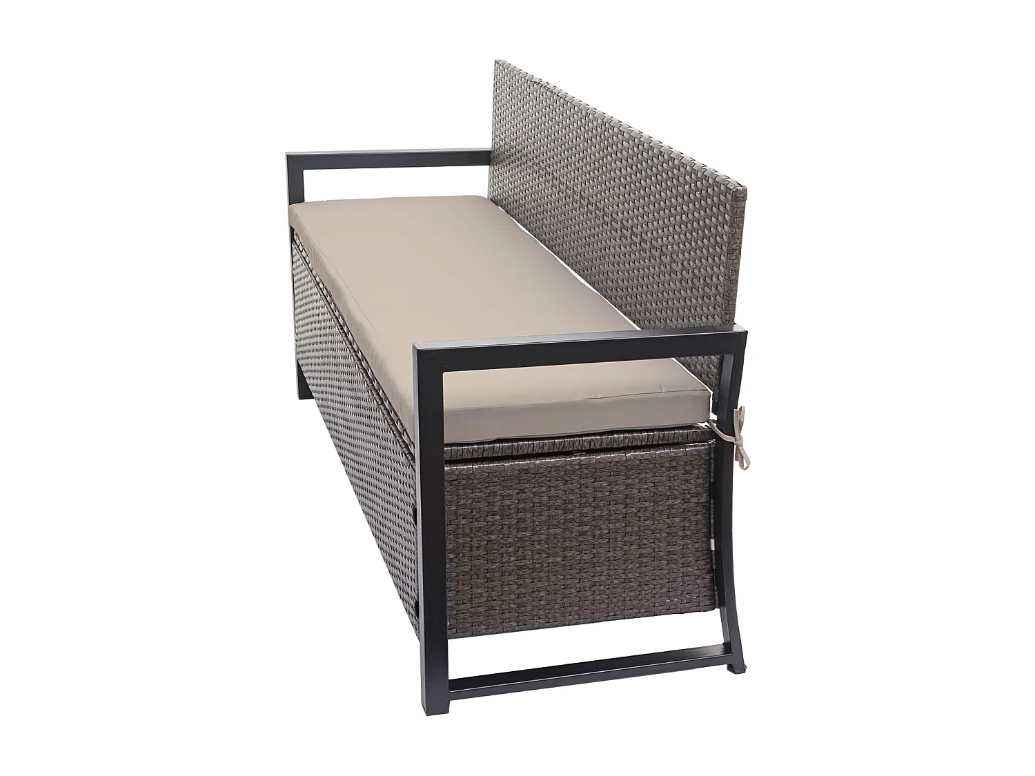 Polyrotan 3-zitsbank MCW-F39,  grijs-gemêleerd, kussens beige