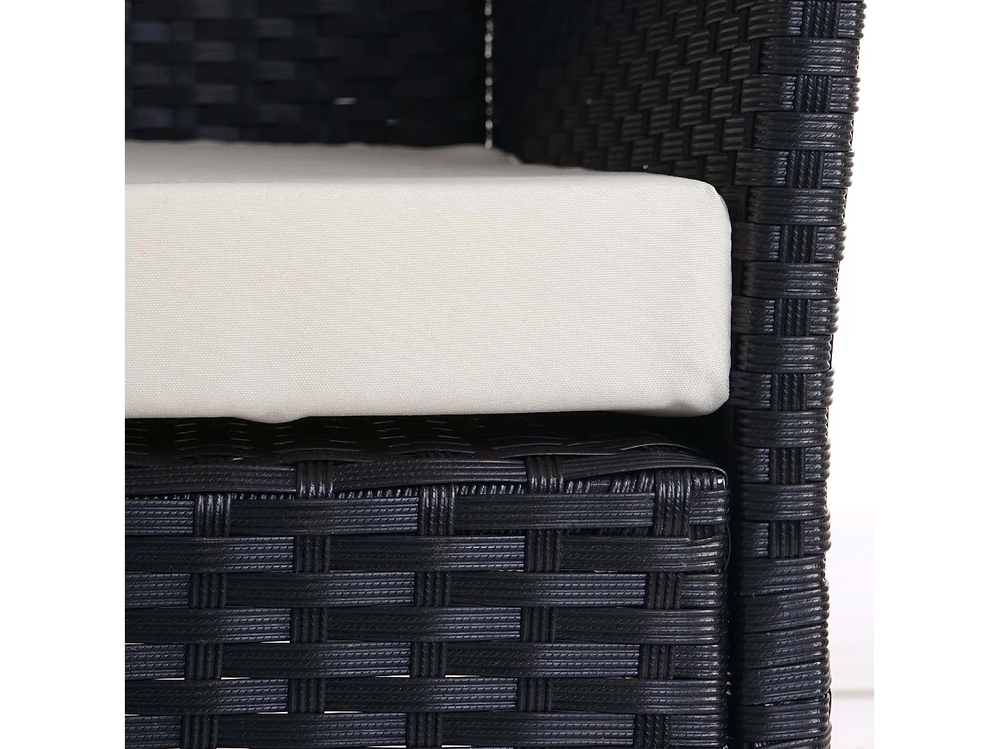 Banc de jardin en poly rotin Hamar,  anthracite, coussin crème