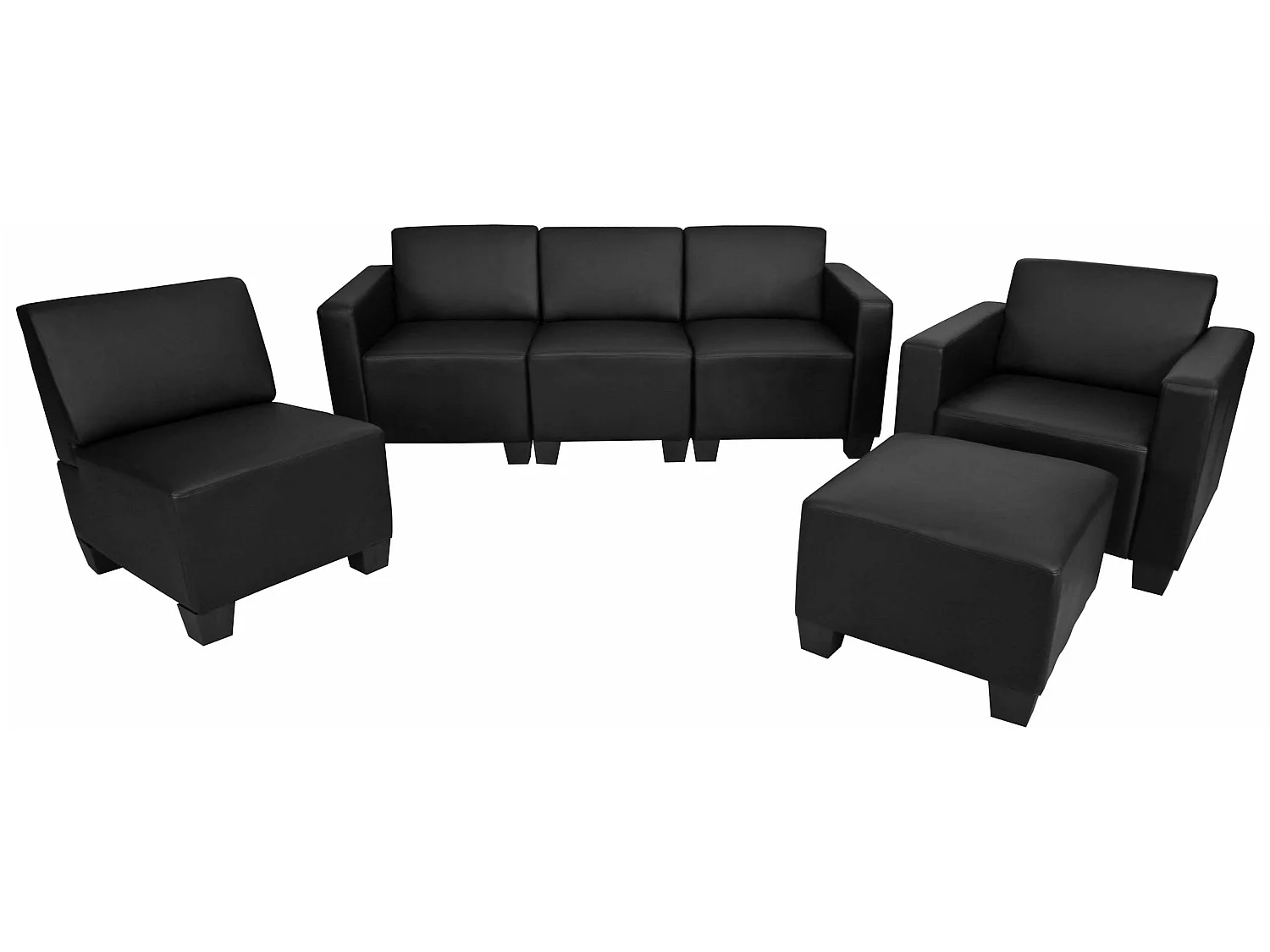 Conjunto de sofás Moncalieri (4 peças),  preto