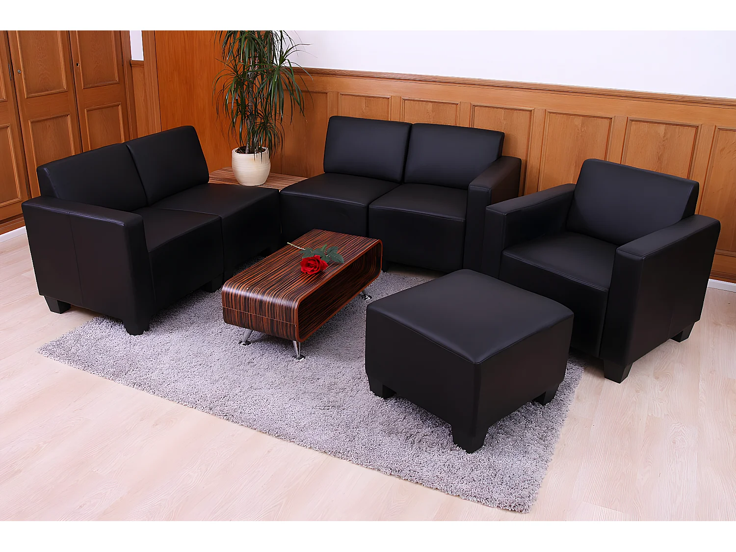 Conjunto de sofás Moncalieri (4 peças),  preto