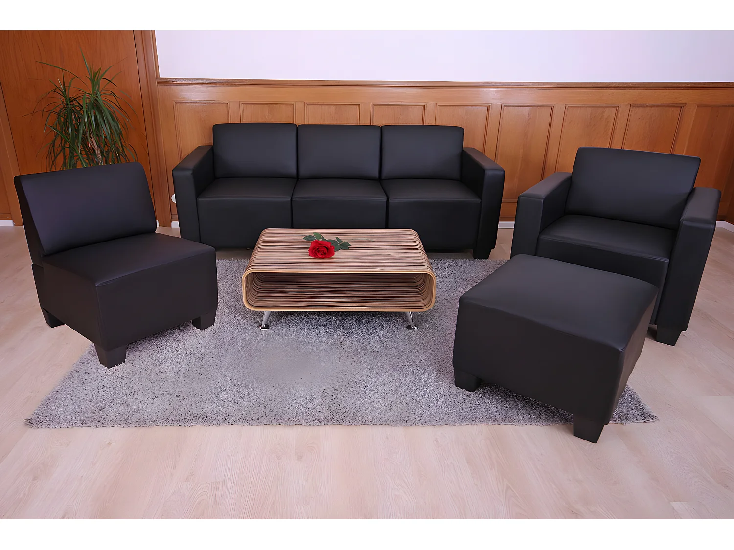 Conjunto de sofás Moncalieri (4 peças),  preto