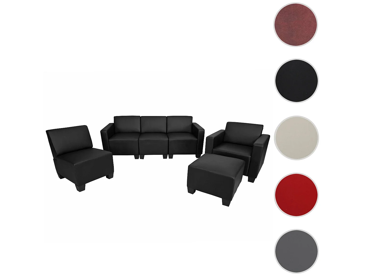 Conjunto de sofás Moncalieri (4 peças),  preto