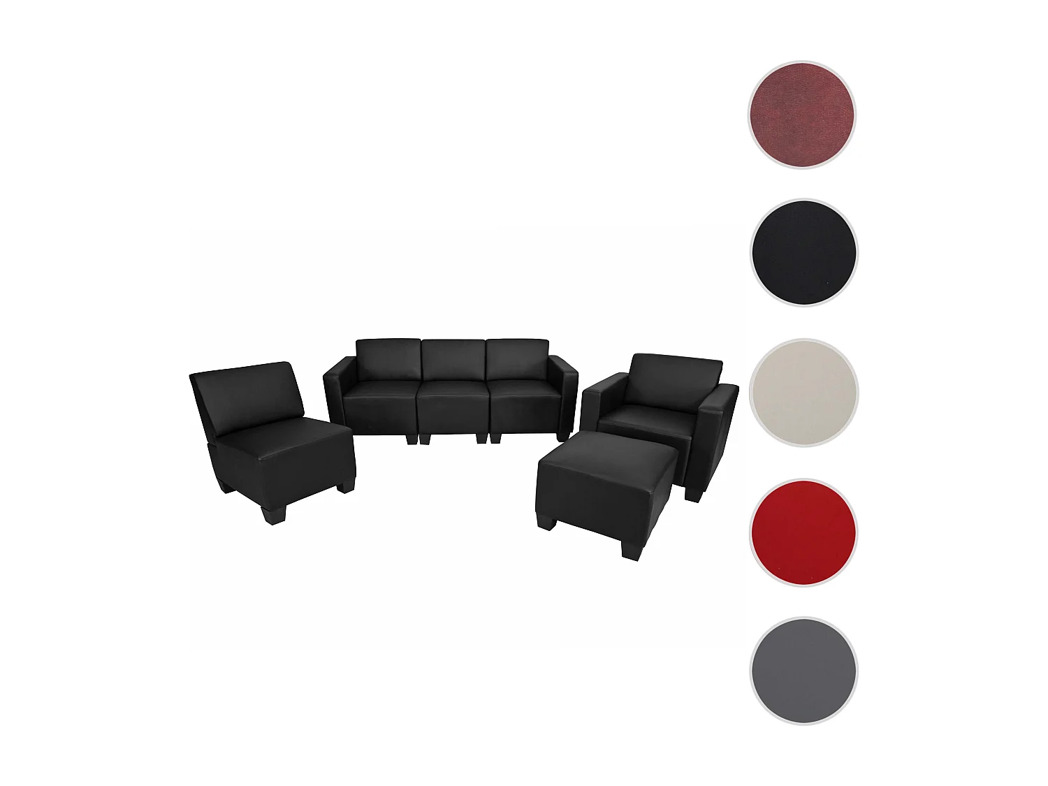 Ensemble de canapés Moncalieri (4 pièces),  noir