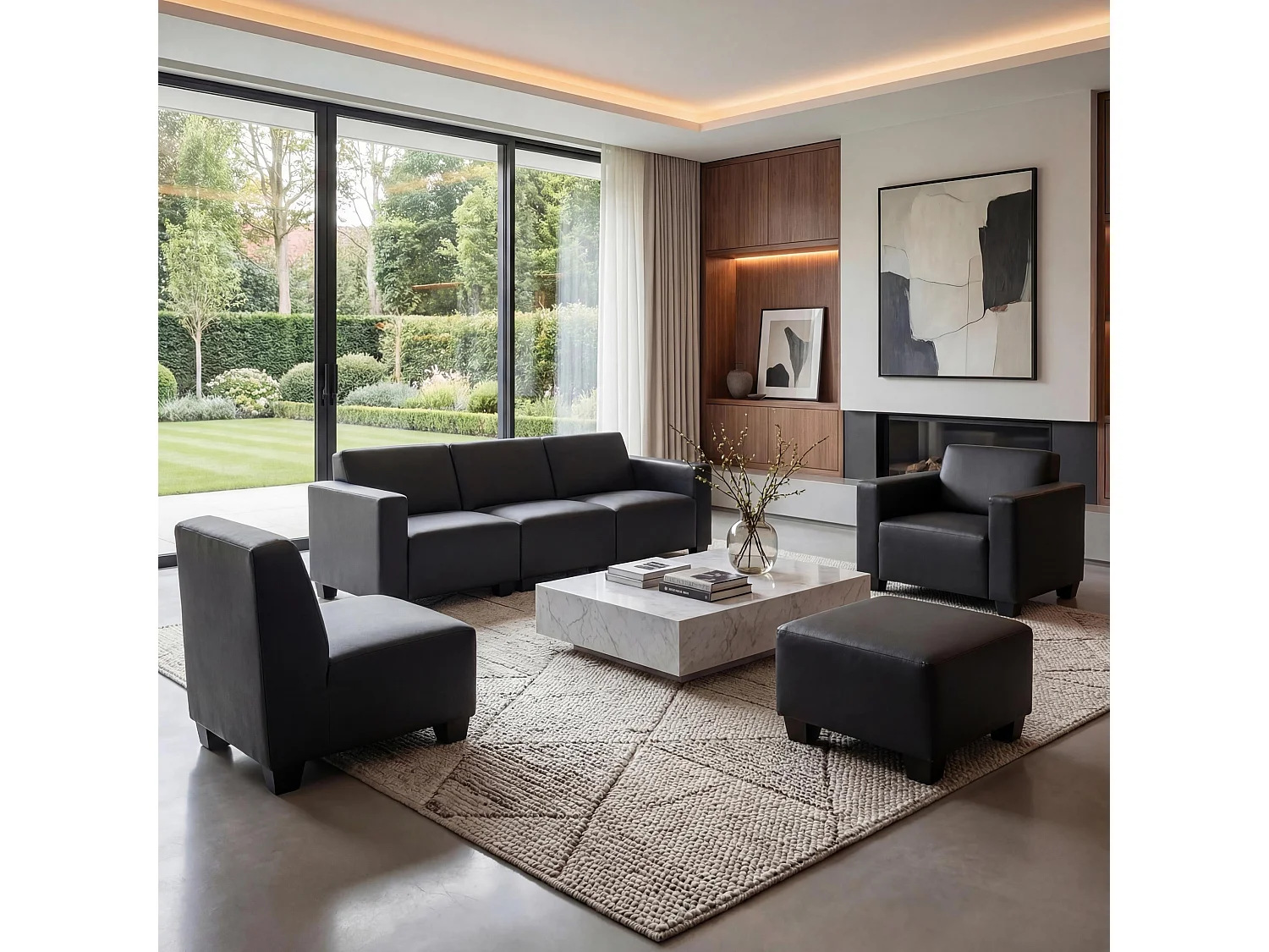 Bankstel Moncalieri (4-delig),  zwart