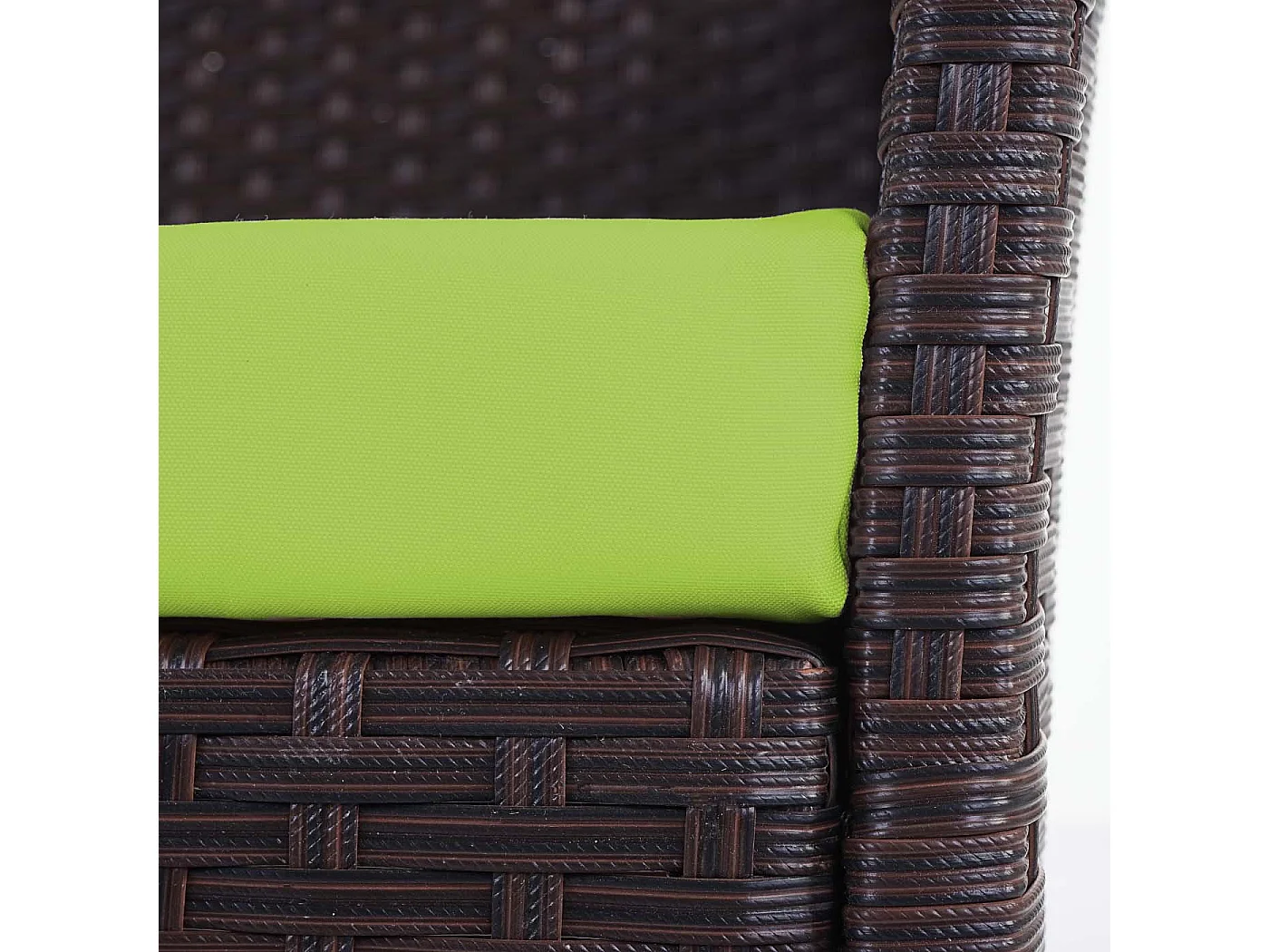 Banc de jardin en poly rotin Hamar,  marron chiné, coussin vert