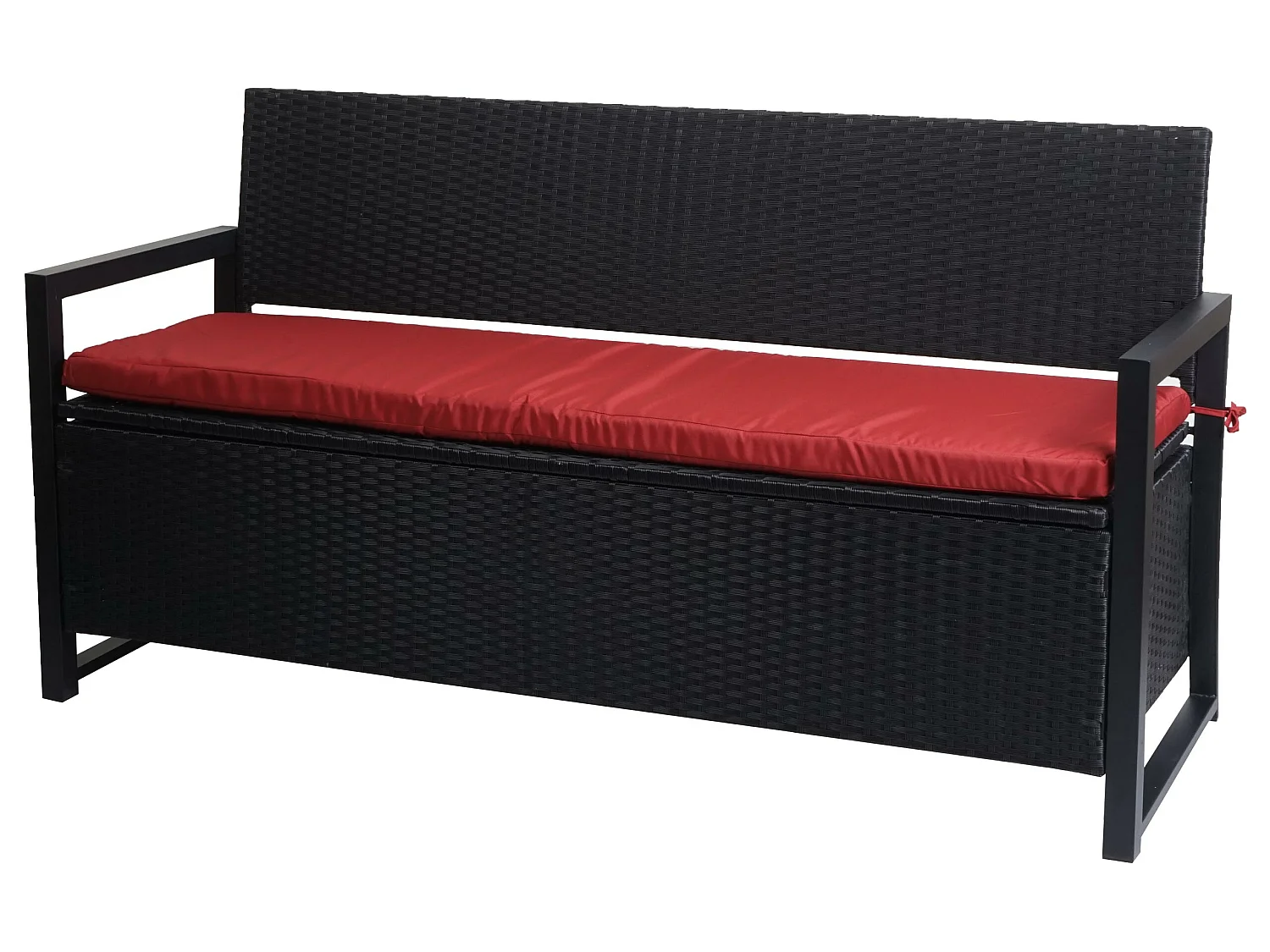 Poly-Rattan Banc 3 places MCW-F39,  anthracite, coussin bordeaux