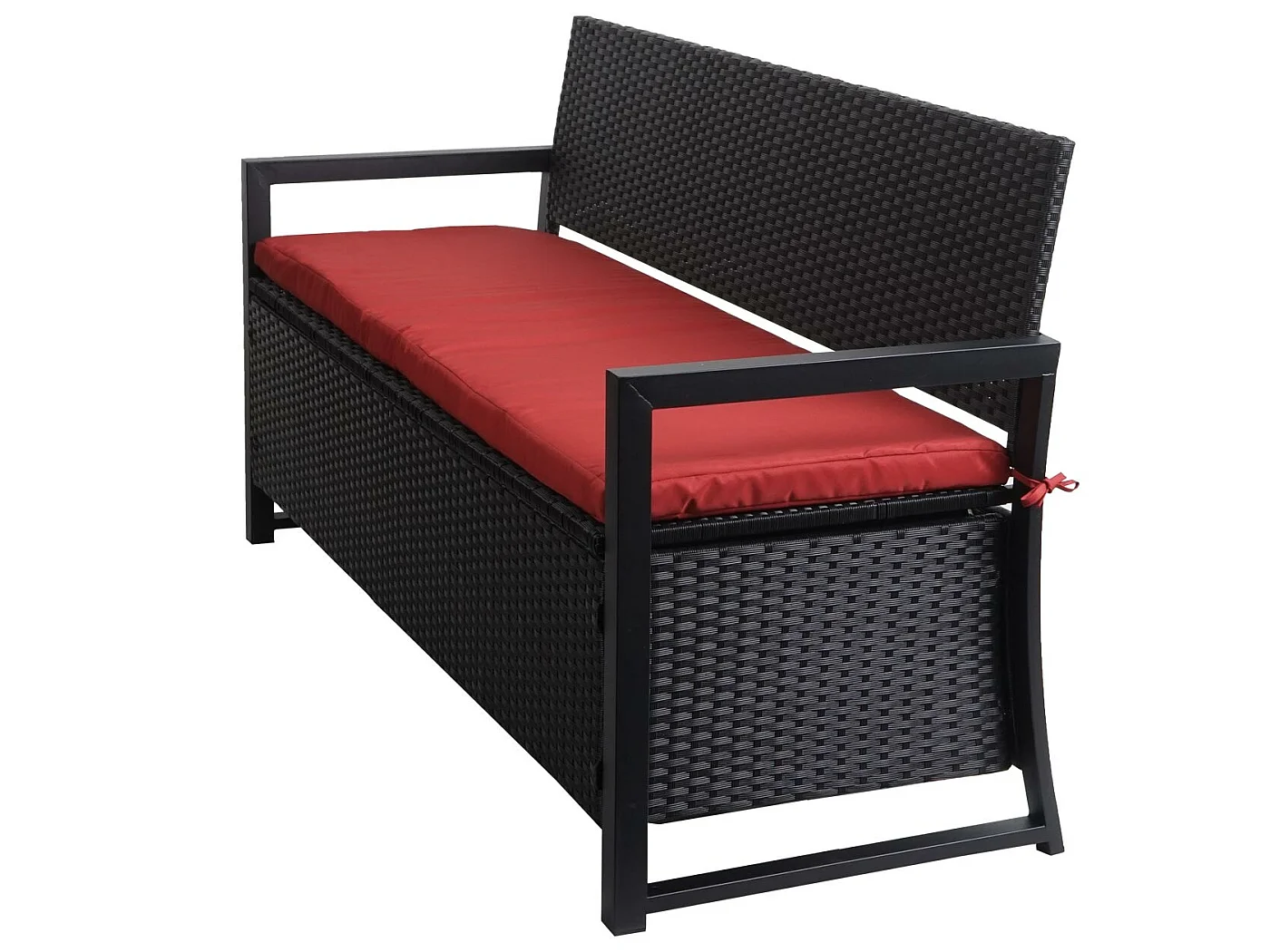 Poly-Rattan Banc 3 places MCW-F39,  anthracite, coussin bordeaux