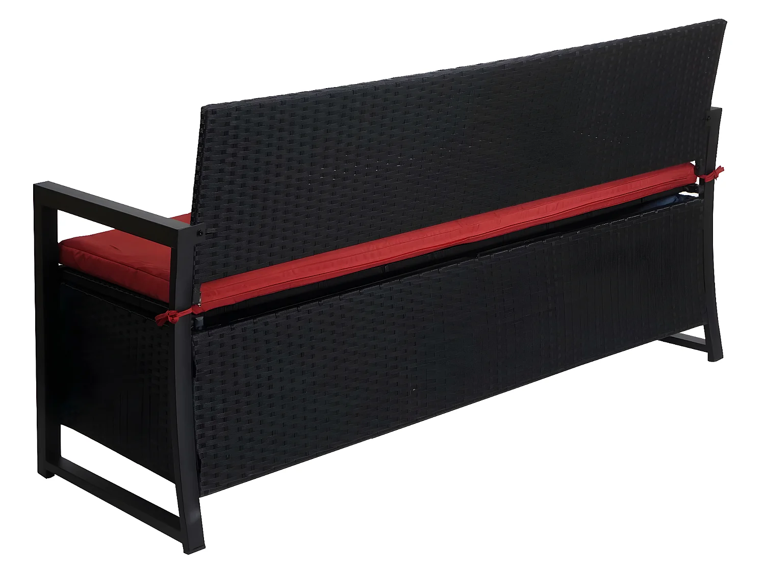 Poly-Rattan Banc 3 places MCW-F39,  anthracite, coussin bordeaux