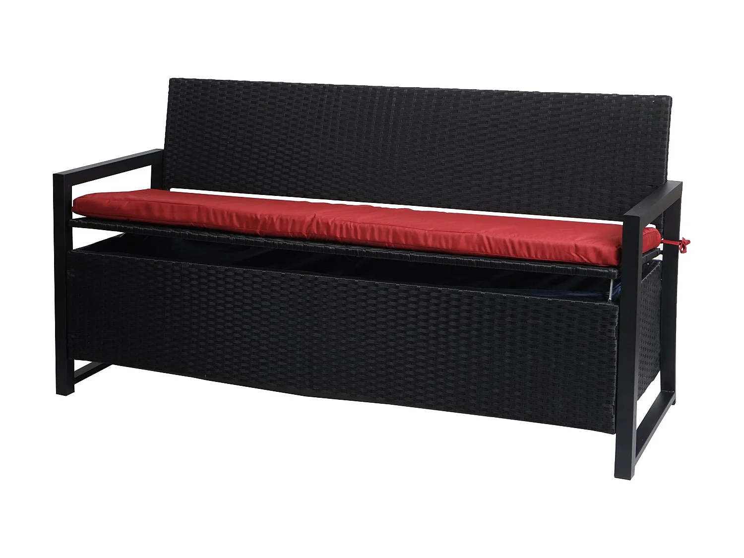 Poly-Rattan Banc 3 places MCW-F39,  anthracite, coussin bordeaux