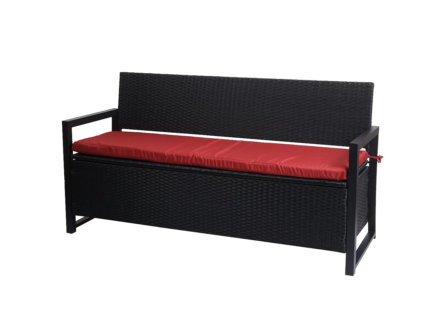 Polyrotan driezitsbank MCW-F39,  antraciet, kussens bordeaux