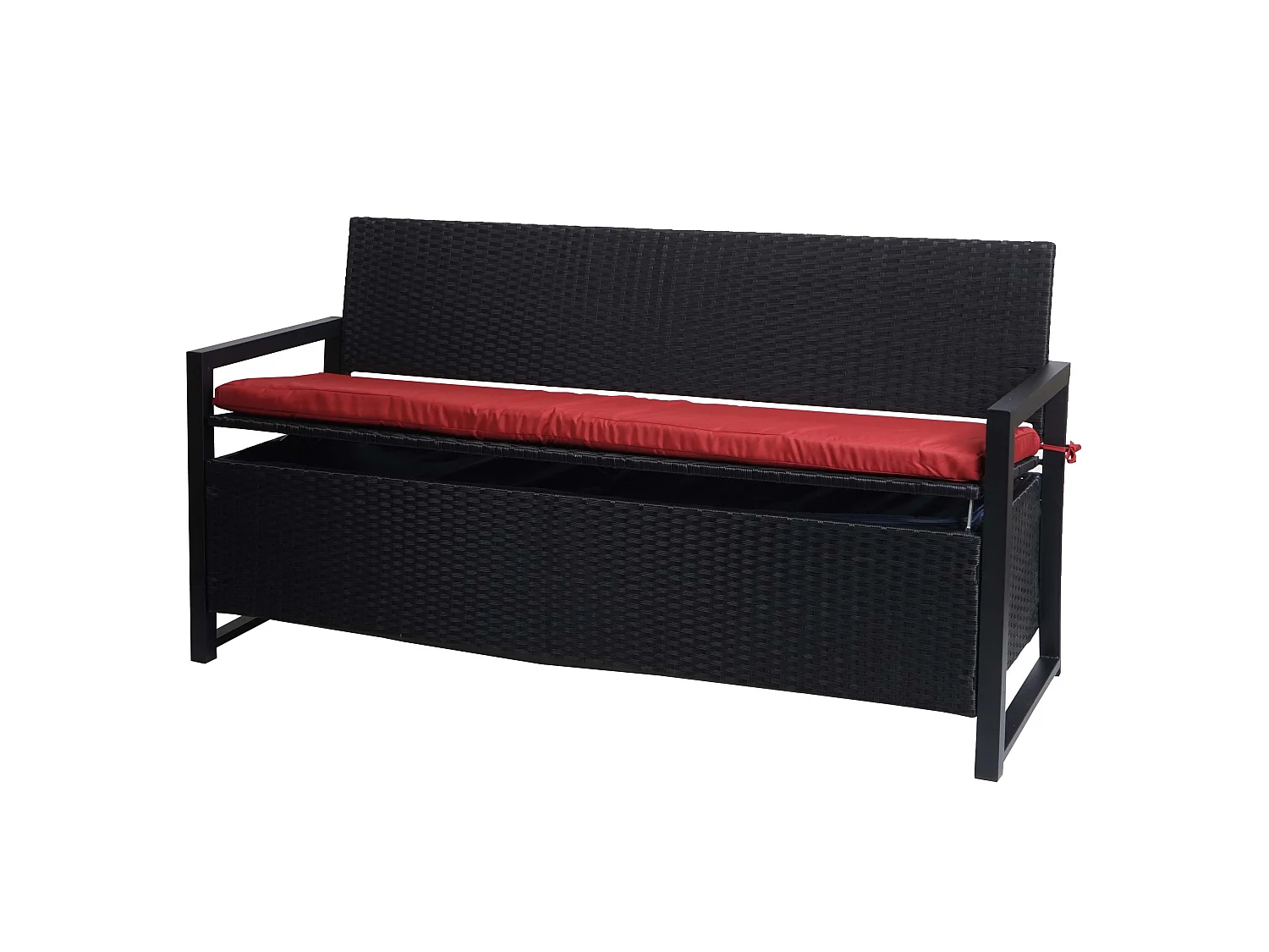 Polyrotan driezitsbank MCW-F39,  antraciet, kussens bordeaux