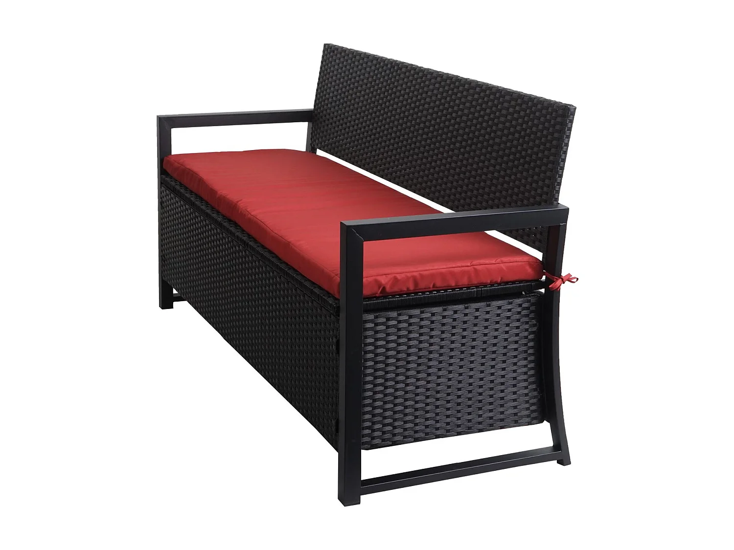 Polyrotan driezitsbank MCW-F39,  antraciet, kussens bordeaux