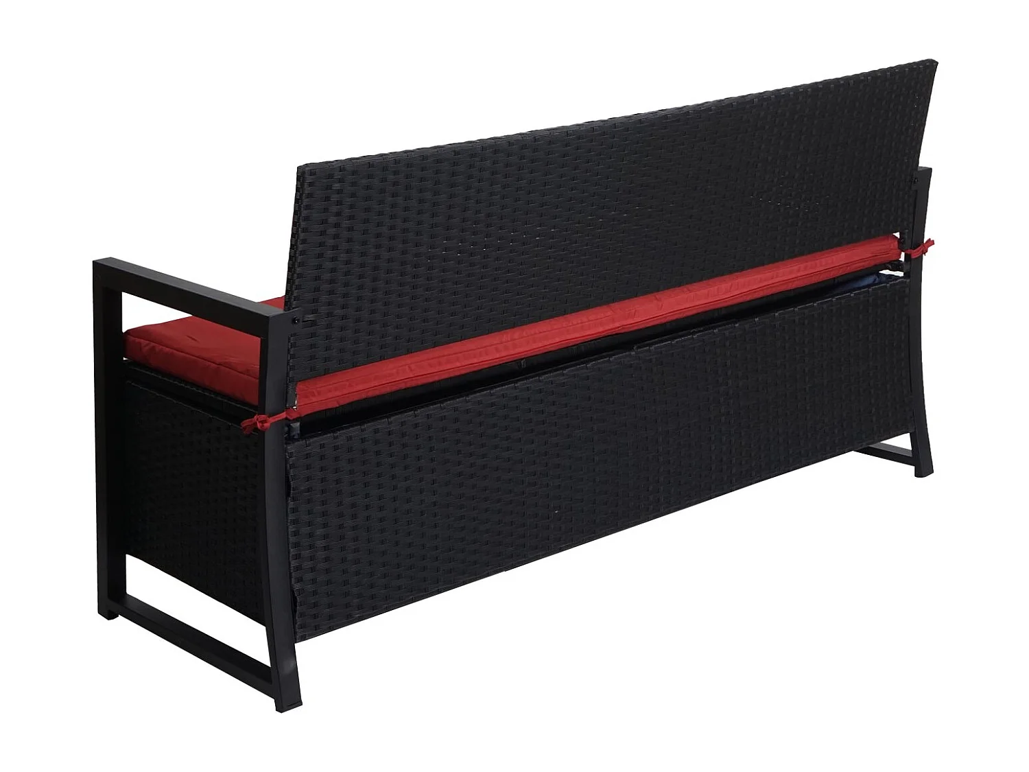 Polyrotan driezitsbank MCW-F39,  antraciet, kussens bordeaux