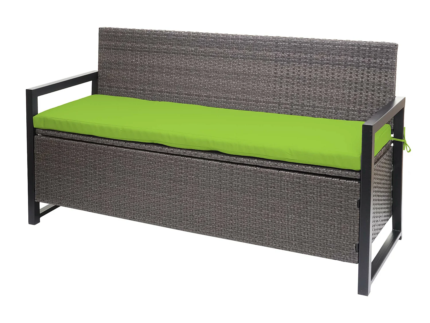 Ławka 3-osobowa z polirattanu MCW-F39,  szaro-motylkowy, poduszki zielone