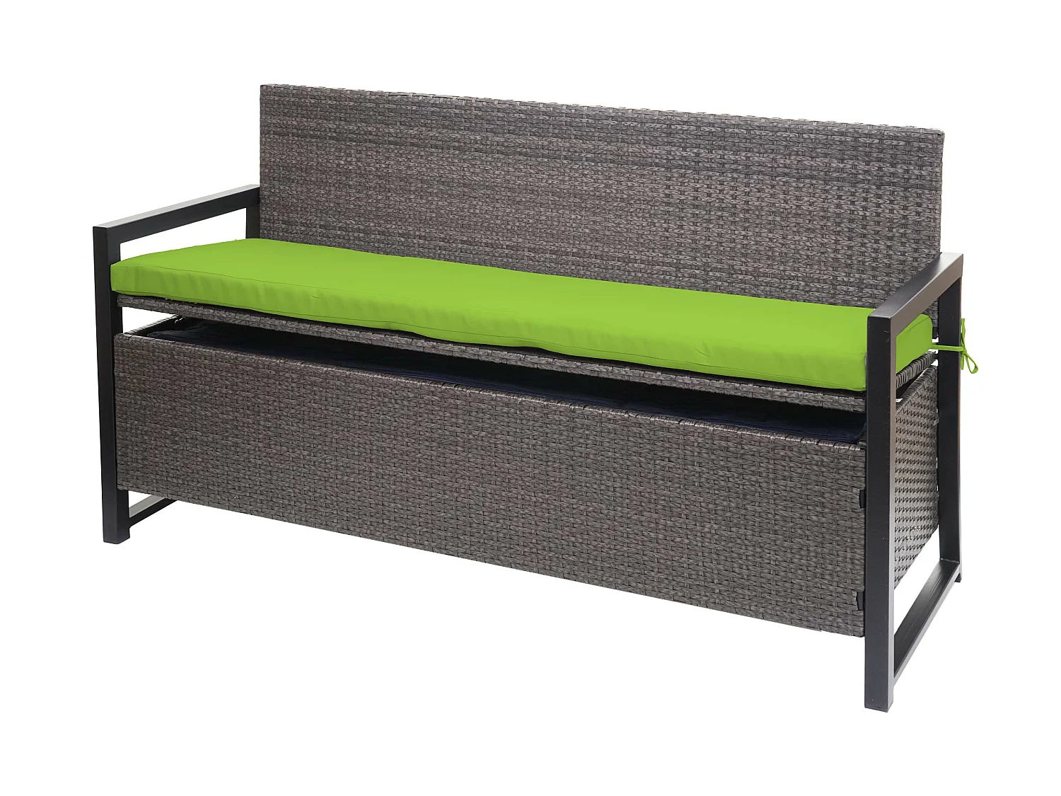 Poly-Rattan Banc 3 places MCW-F39,  gris chiné, coussin vert