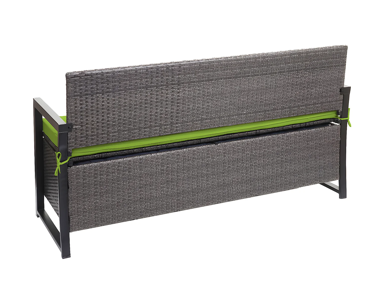 Ławka 3-osobowa z polirattanu MCW-F39,  szaro-motylkowy, poduszki zielone