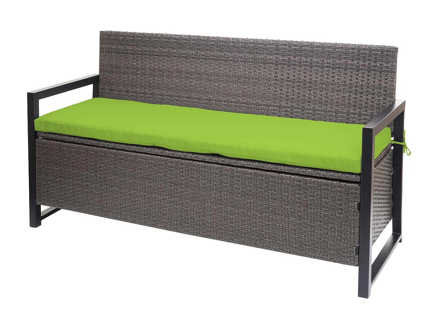 Polyrotan driezitsbank MCW-F39,  grijs gemêleerd, kussens groen