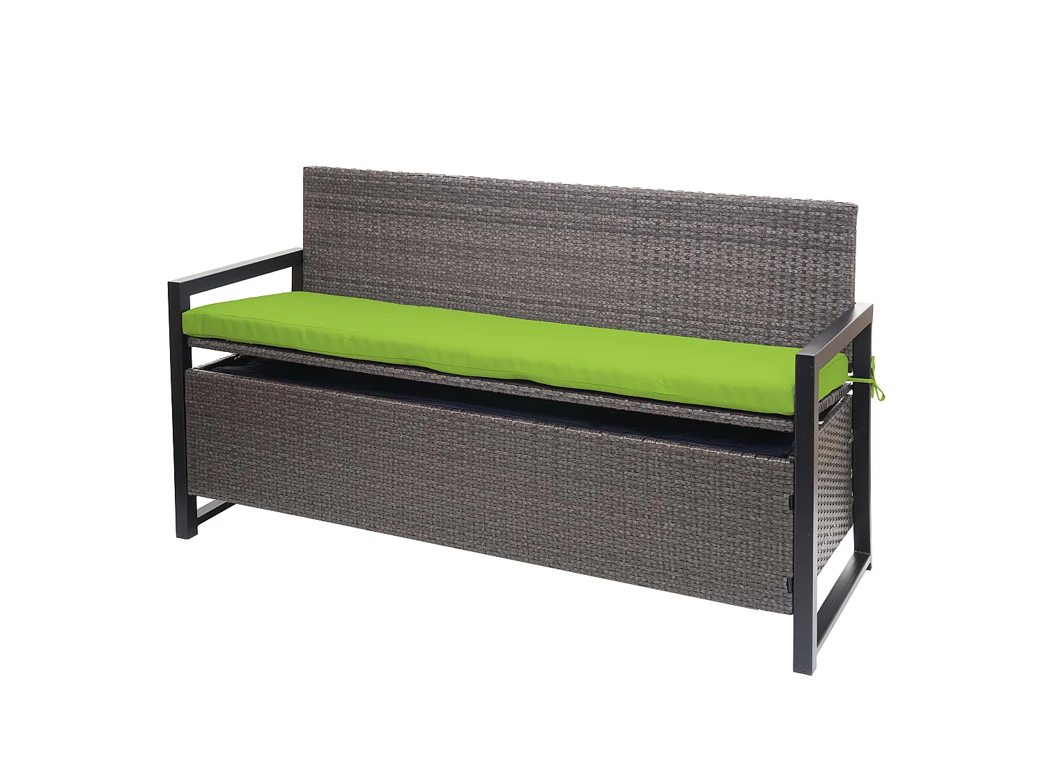 Polyrotan driezitsbank MCW-F39,  grijs gemêleerd, kussens groen