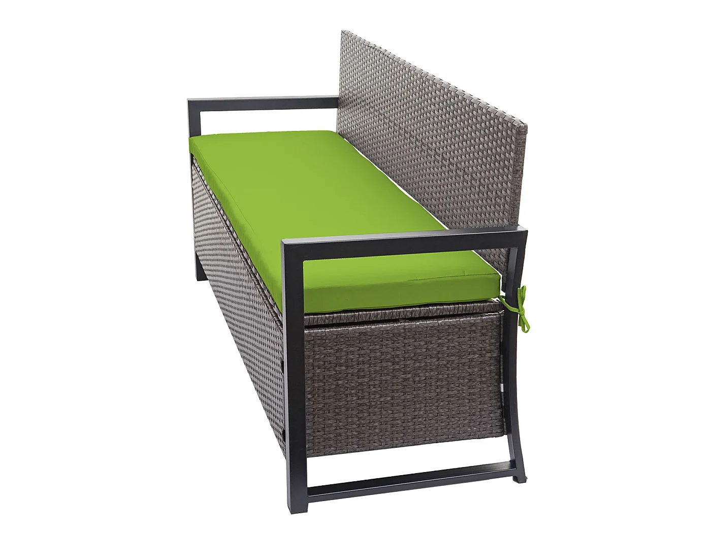 Polyrotan driezitsbank MCW-F39,  grijs gemêleerd, kussens groen