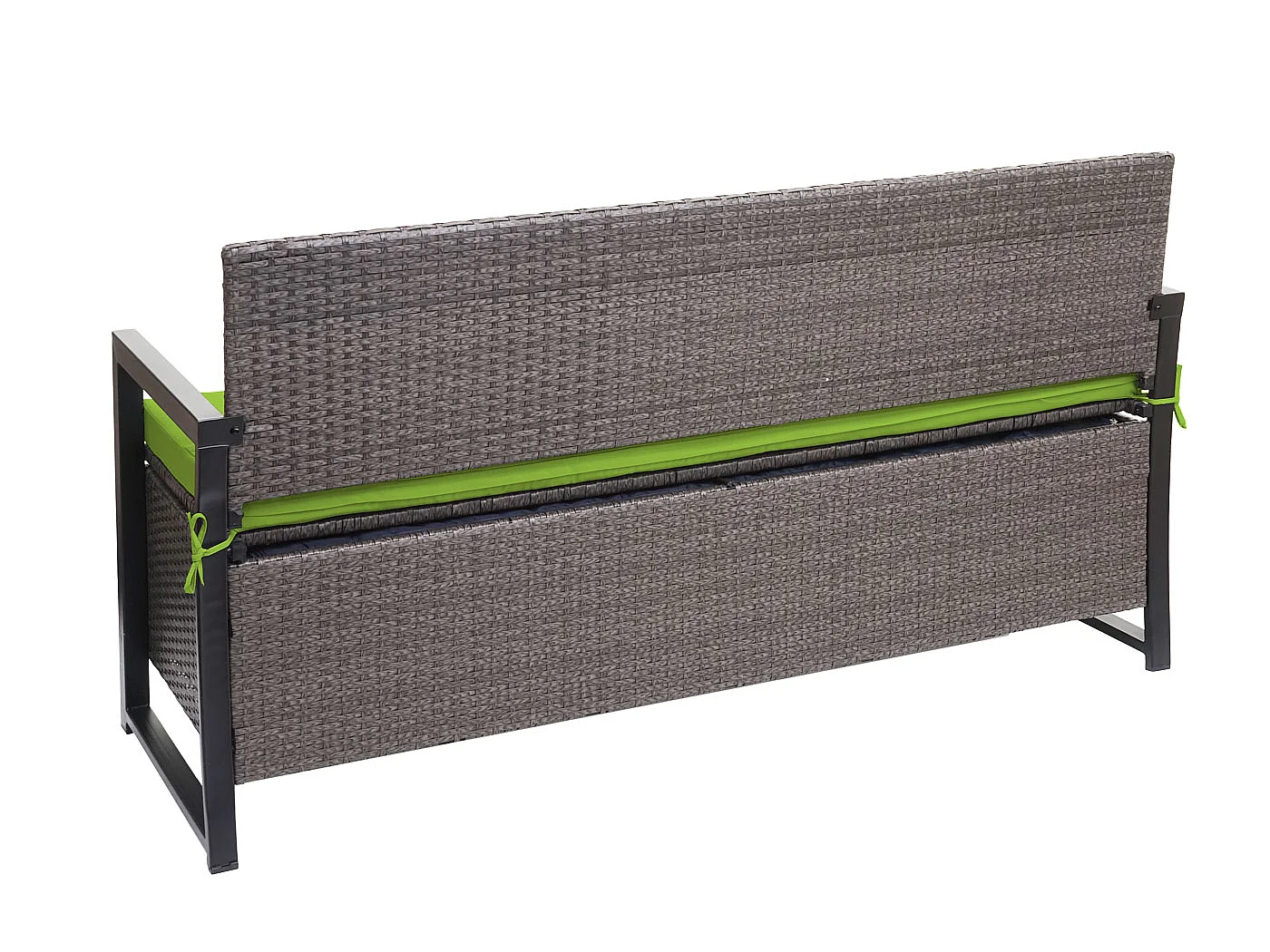 Polyrotan driezitsbank MCW-F39,  grijs gemêleerd, kussens groen