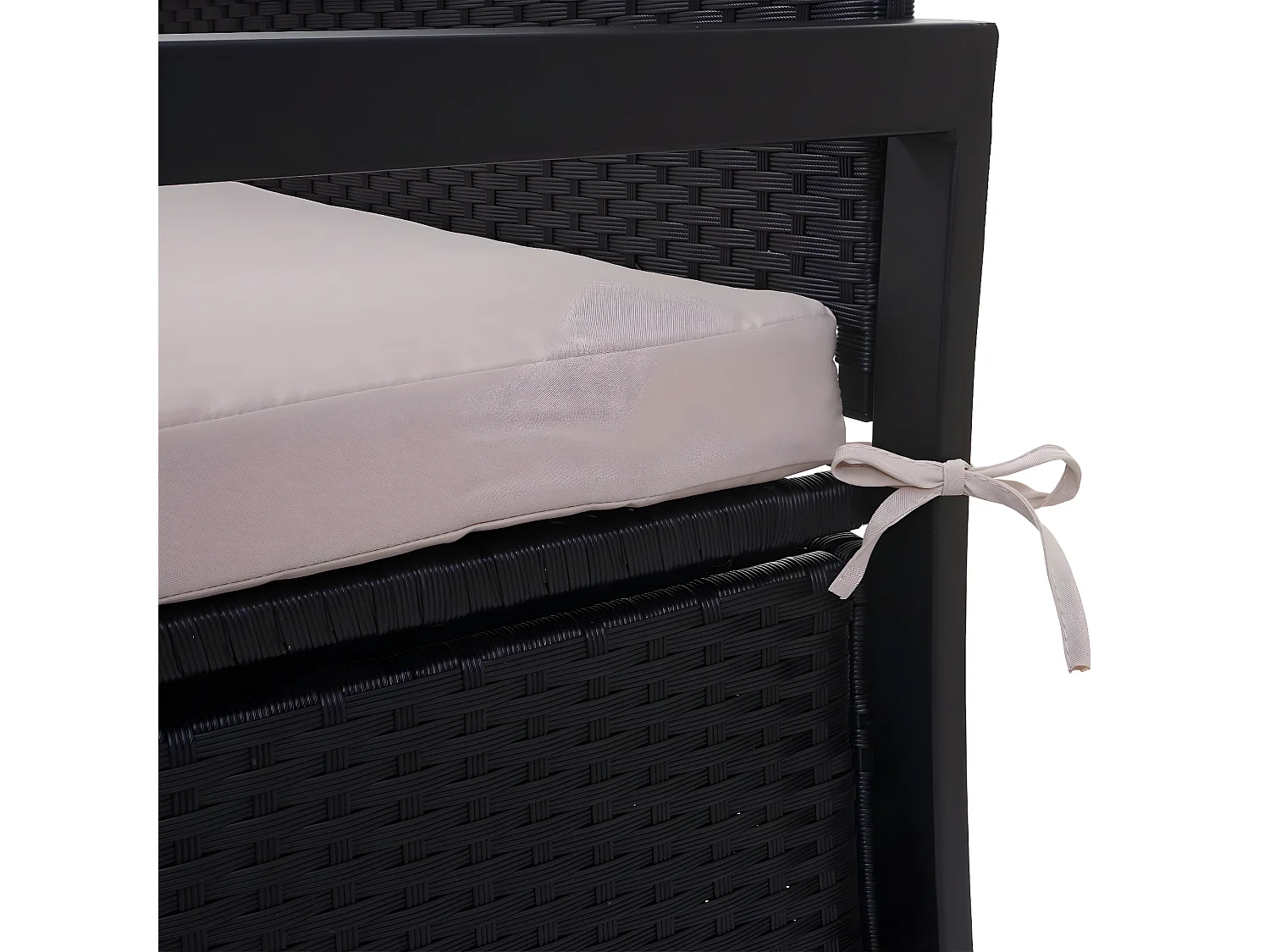 Banco de 3 plazas de polirratán MCW-F39,  antracita, cojines beige